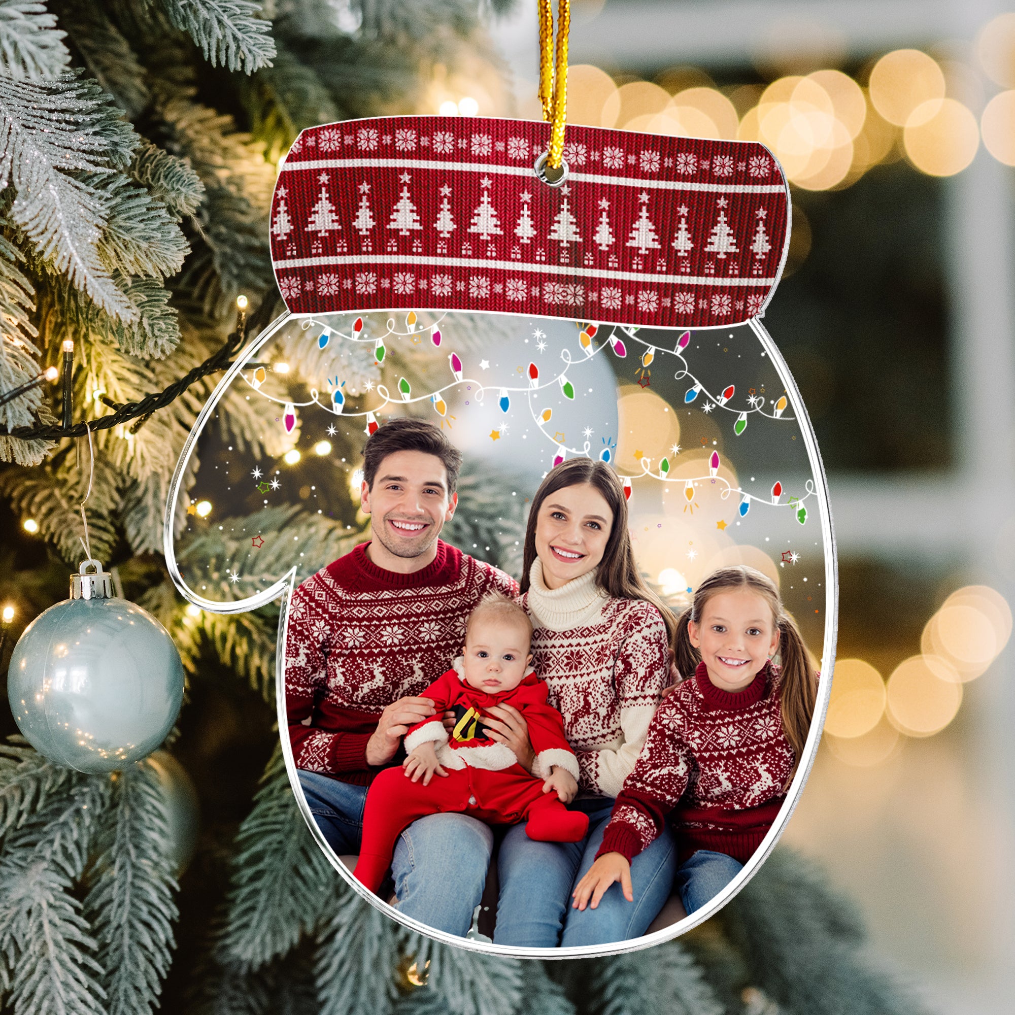 Cozy Glove Family Keepsake - Personalized Acrylic Photo Ornament