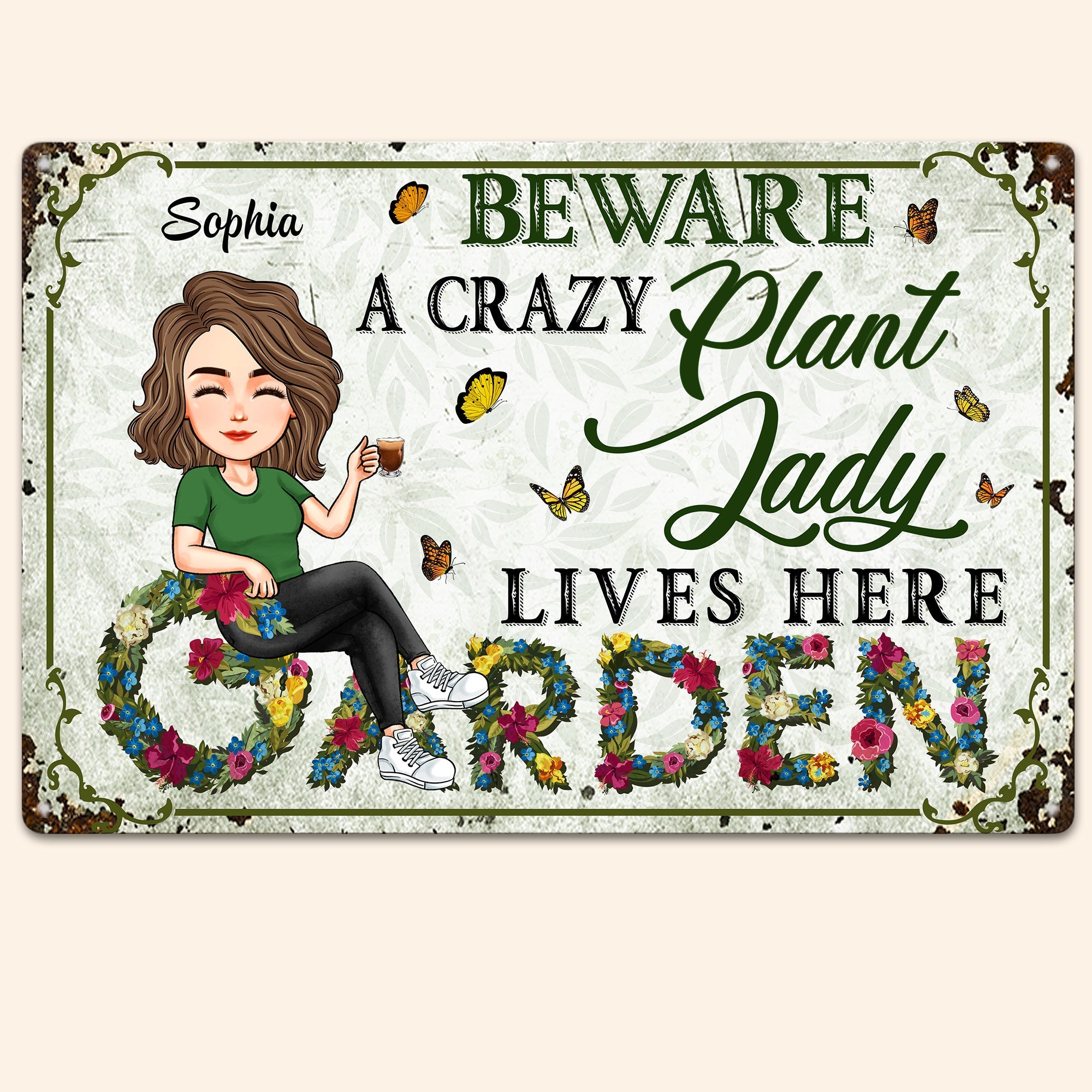 Crazy Plant Lady - New Version - Personalized Metal Sign