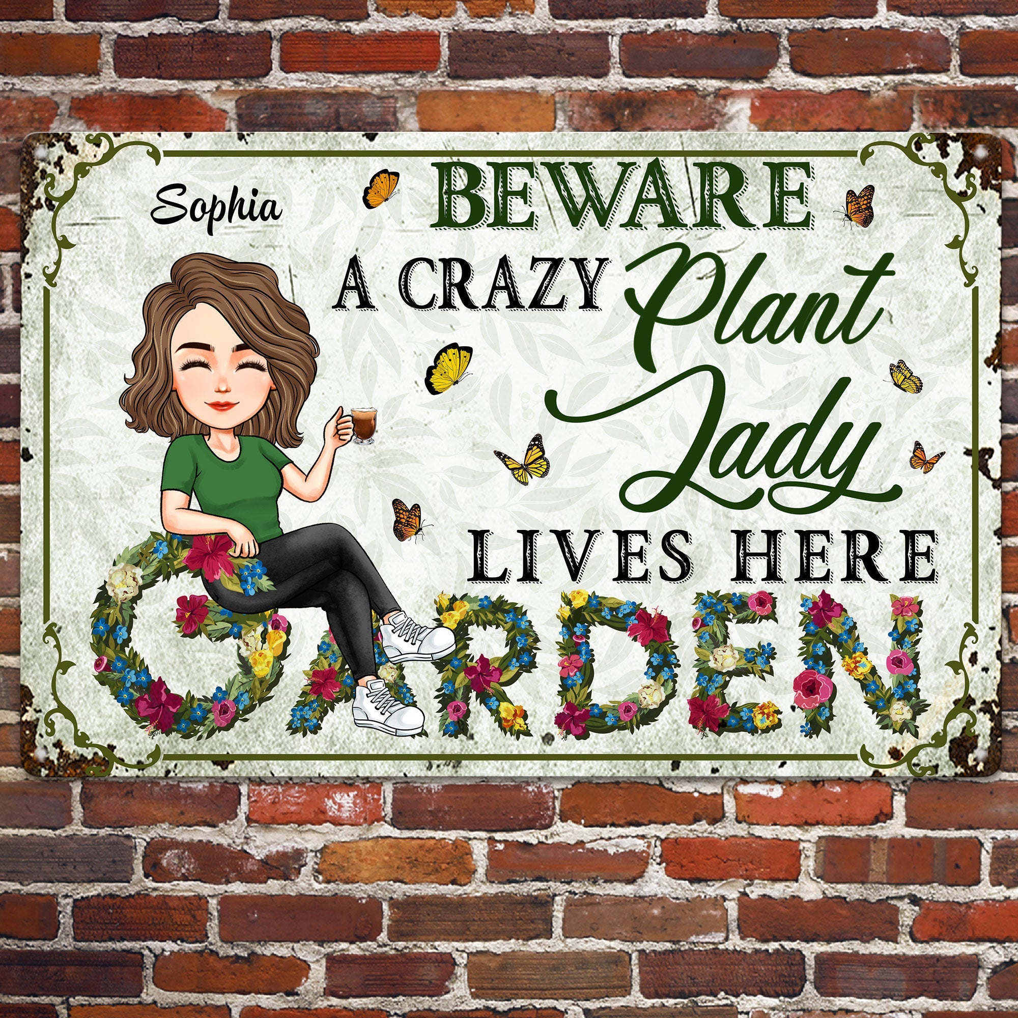 Crazy Plant Lady - New Version - Personalized Metal Sign