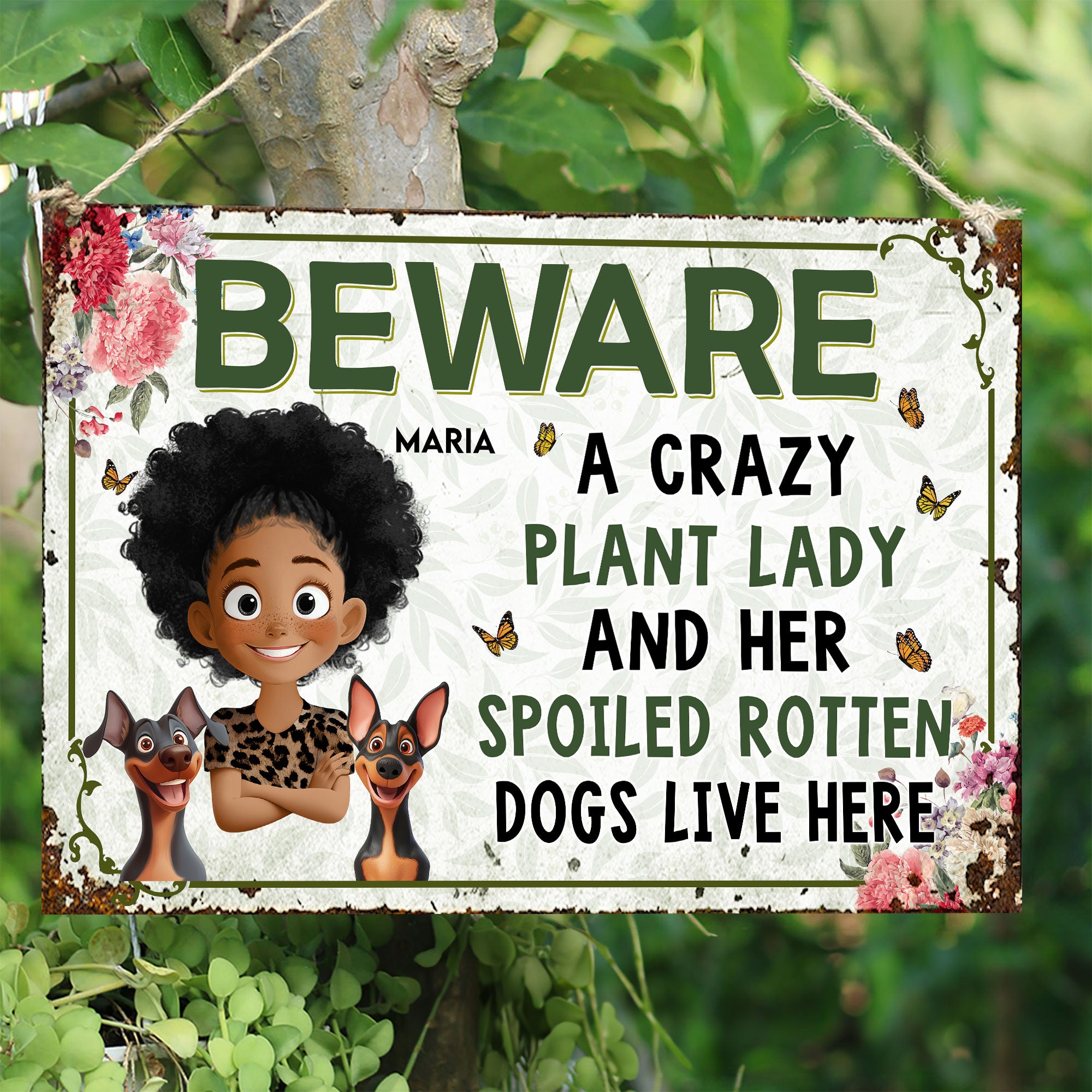 Crazy Plant Lady & Her Dogs - New Cartoon Pet - Personalized Metal Sign