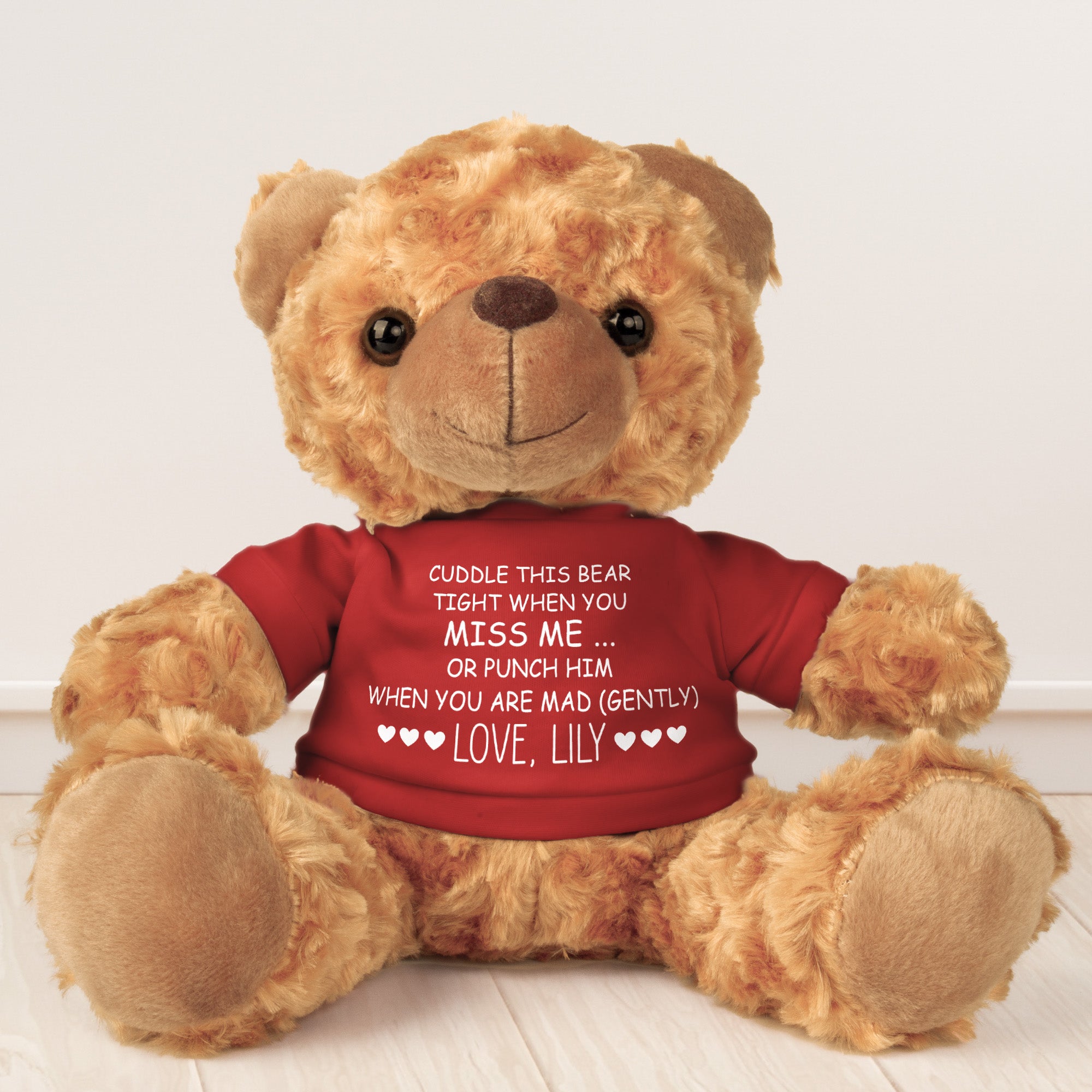 Cuddle This Bear Or Punch Him When You Miss Me - Teddy Bear With Personalized Shirt