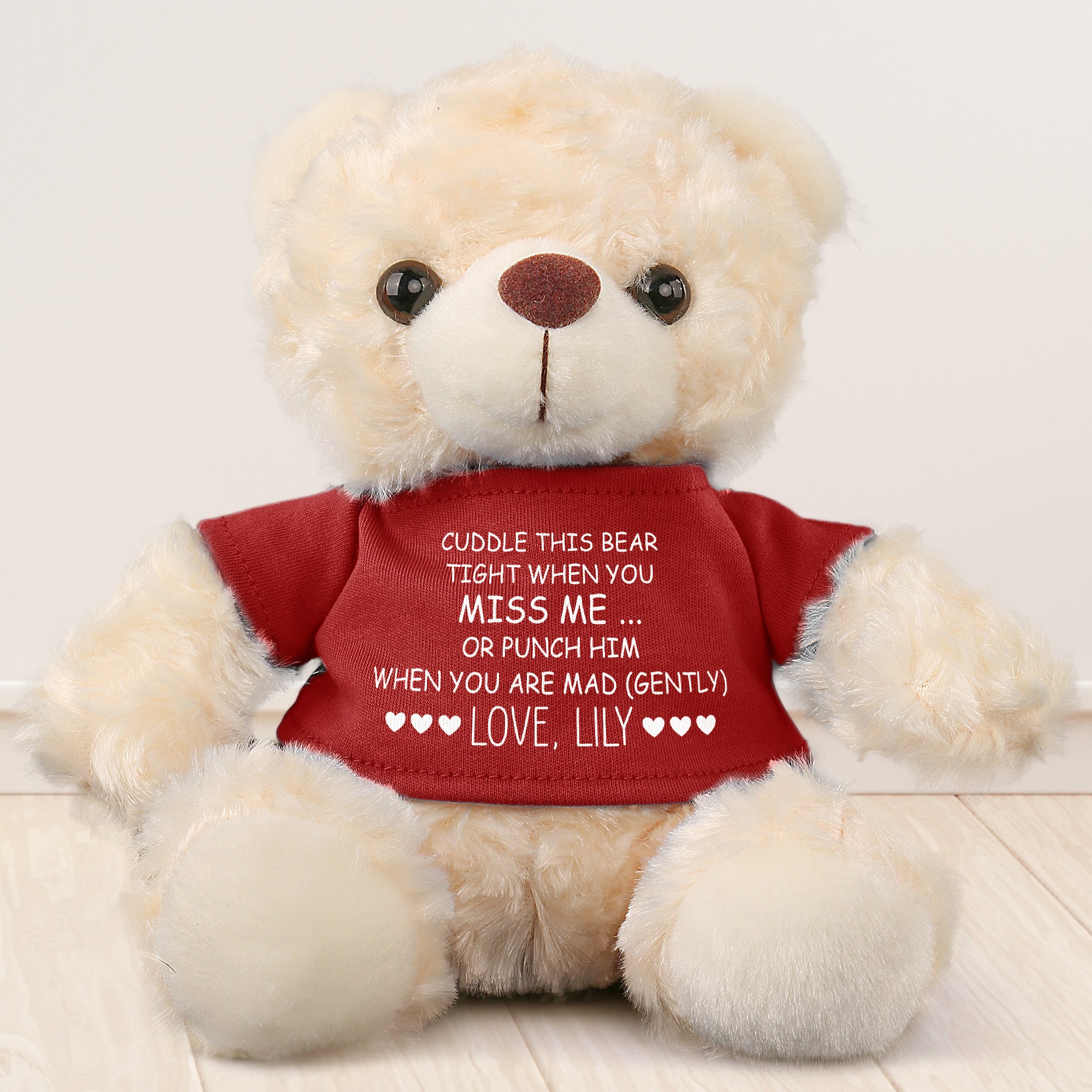 Cuddle This Bear Or Punch Him When You Miss Me - Teddy Bear With Personalized Shirt