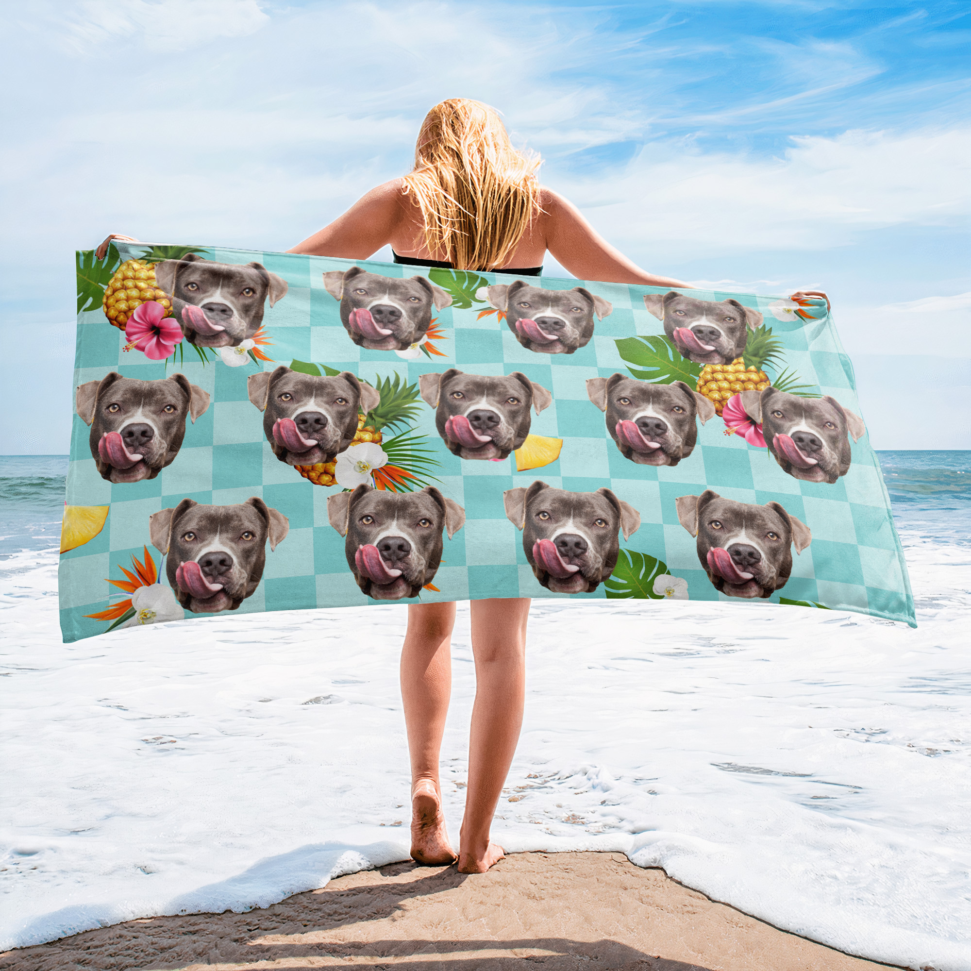 Custom Beach Towel With Face For Friends, Family - Personalized Photo Beach Towel