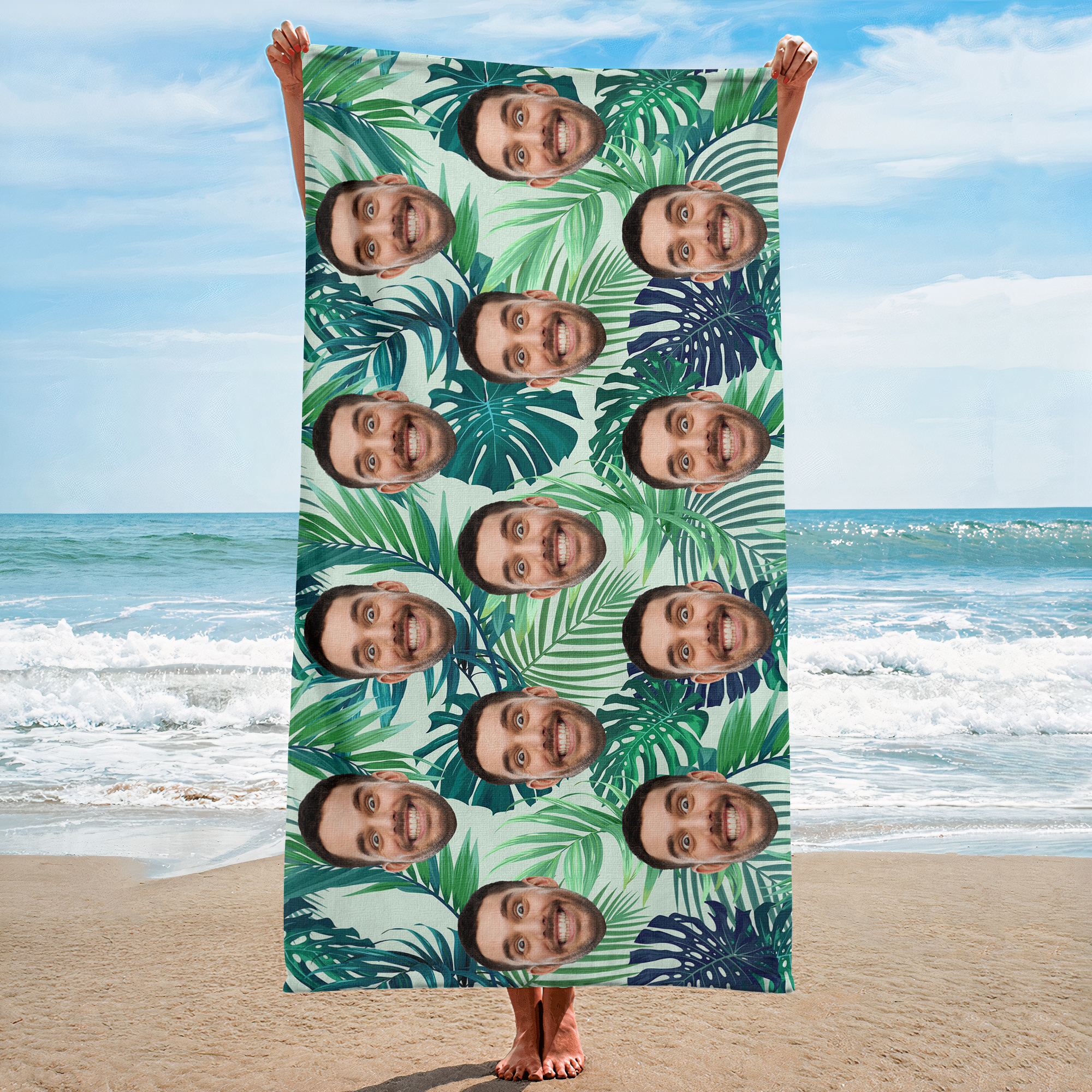 Custom Beach Towel With Face For Friends, Family - Personalized Photo Beach Towel