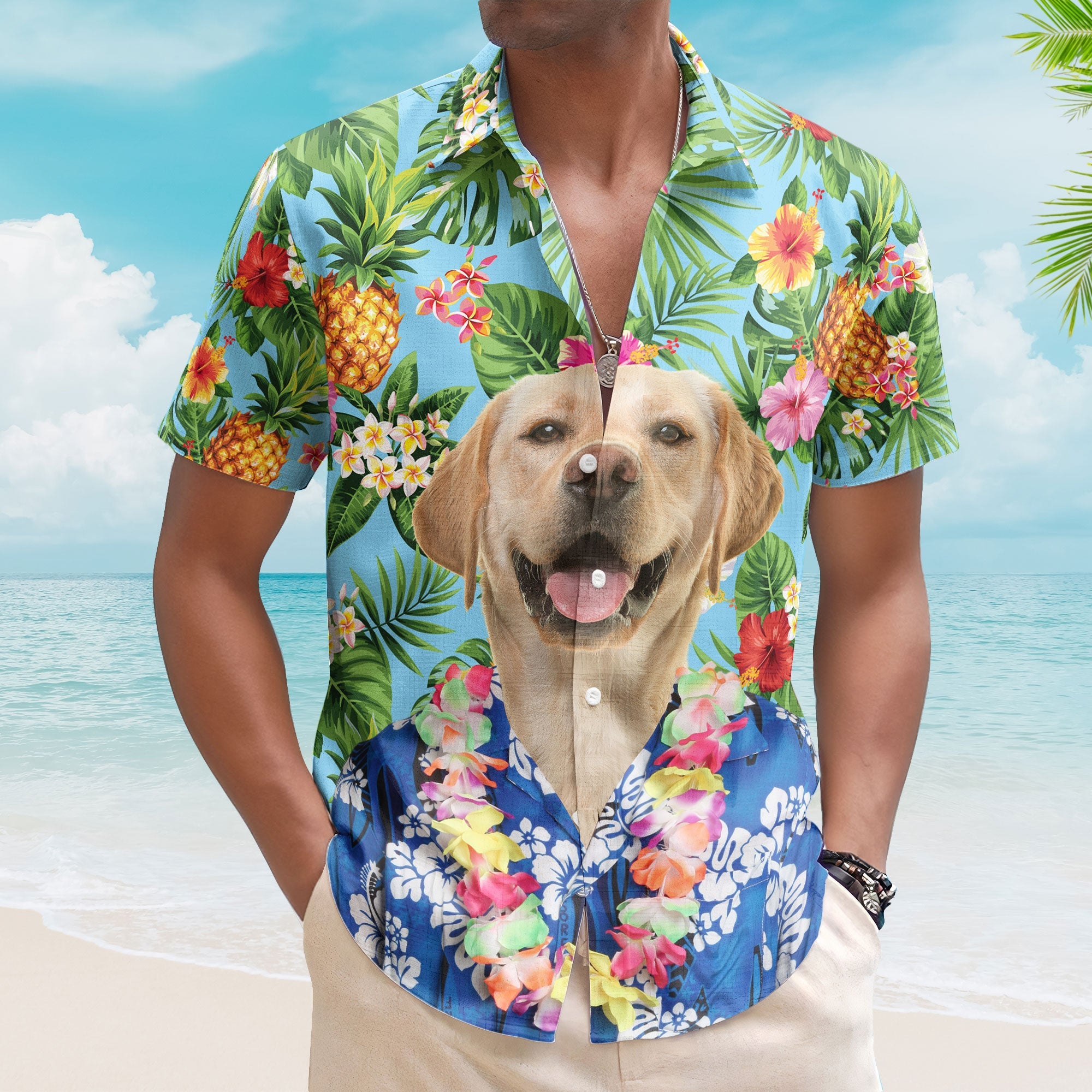 Custom Big Face Funny Photo Summer For Pet Lovers - Custom Photo Hawaiian Shirts