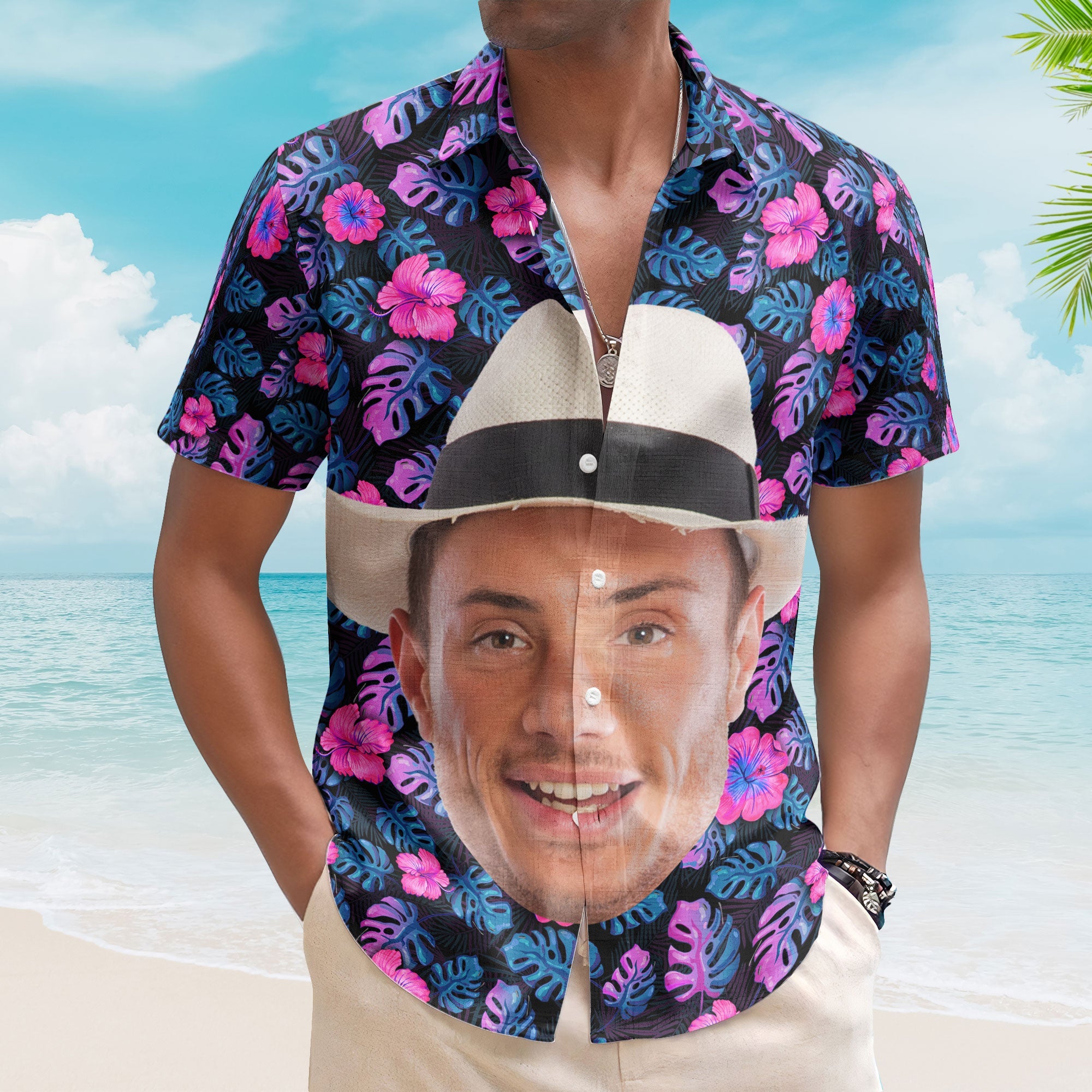 Custom Big Face Funny Photo Tropical Hawaii For Men, Women - Custom Photo Hawaiian Shirts