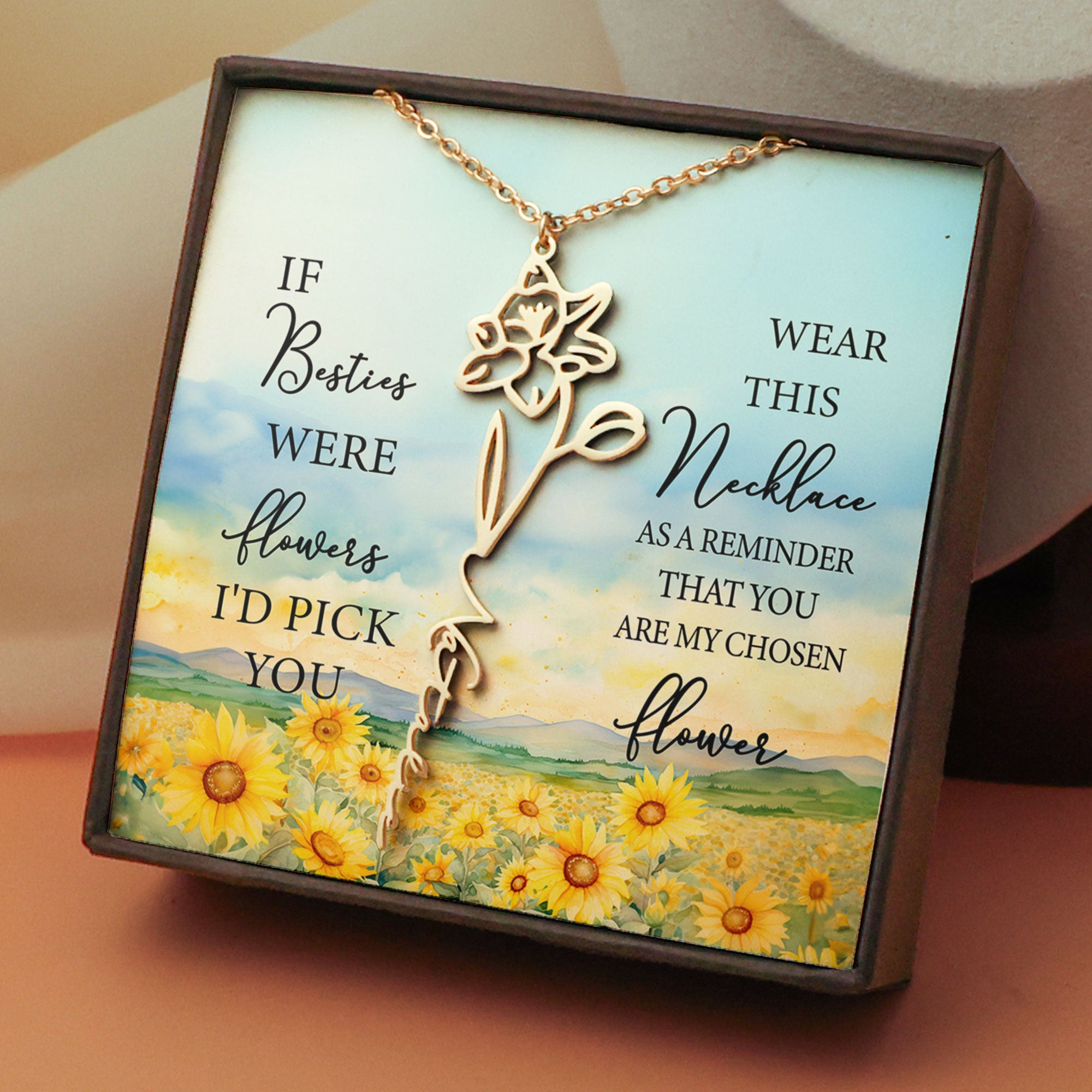 Custom Birth Flower For Friends, Daughter - Custom Name Necklace