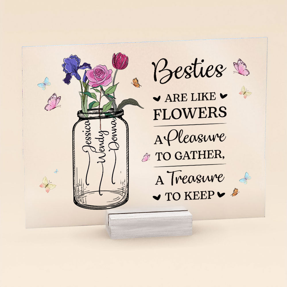 Custom Birth Flower - Gifts For Friends, Besties, Sisters - Personalized Acrylic Plaque