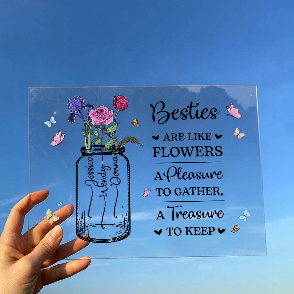 Custom Birth Flower - Gifts For Friends, Besties, Sisters - Personalized Acrylic Plaque