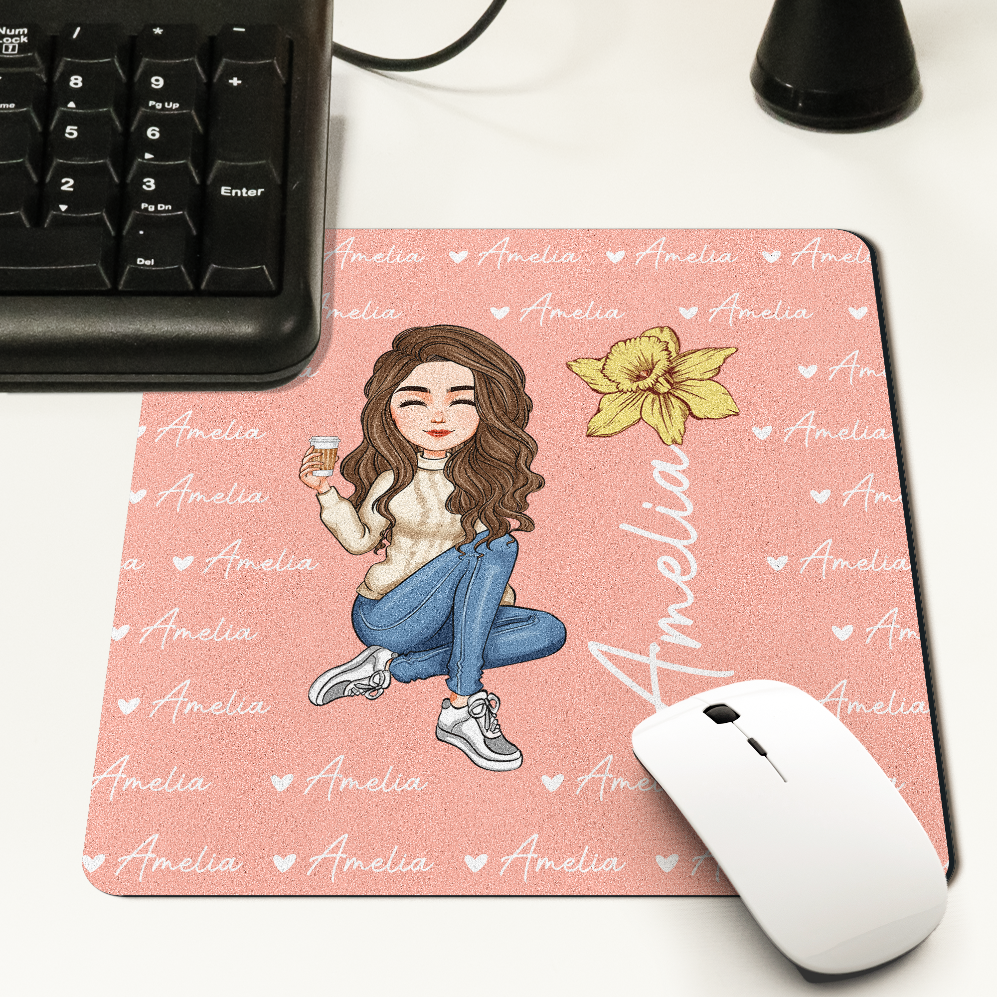 Custom Birth Flower With Name - Self Gift, Birthday Gifts - Custom Shape Mouse Pad