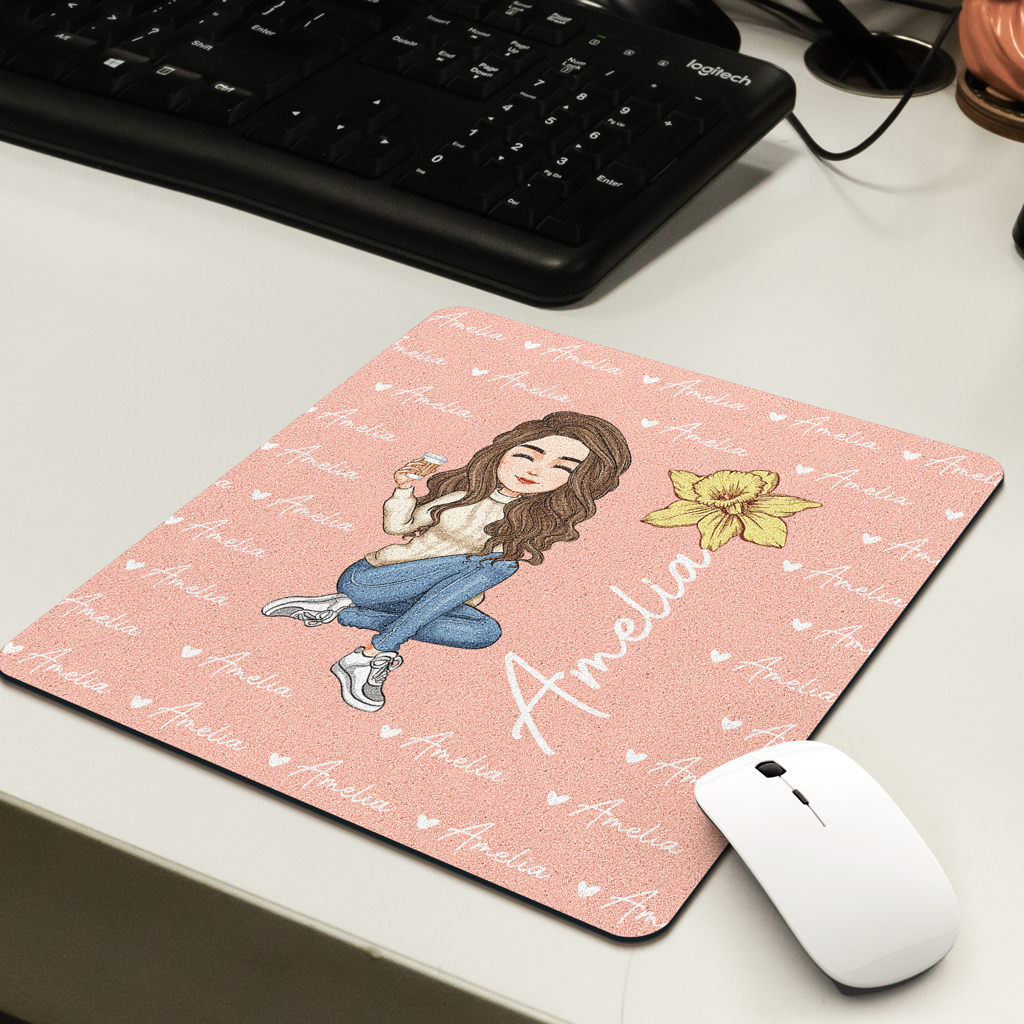 Custom Birth Flower With Name - Self Gift, Birthday Gifts - Custom Shape Mouse Pad