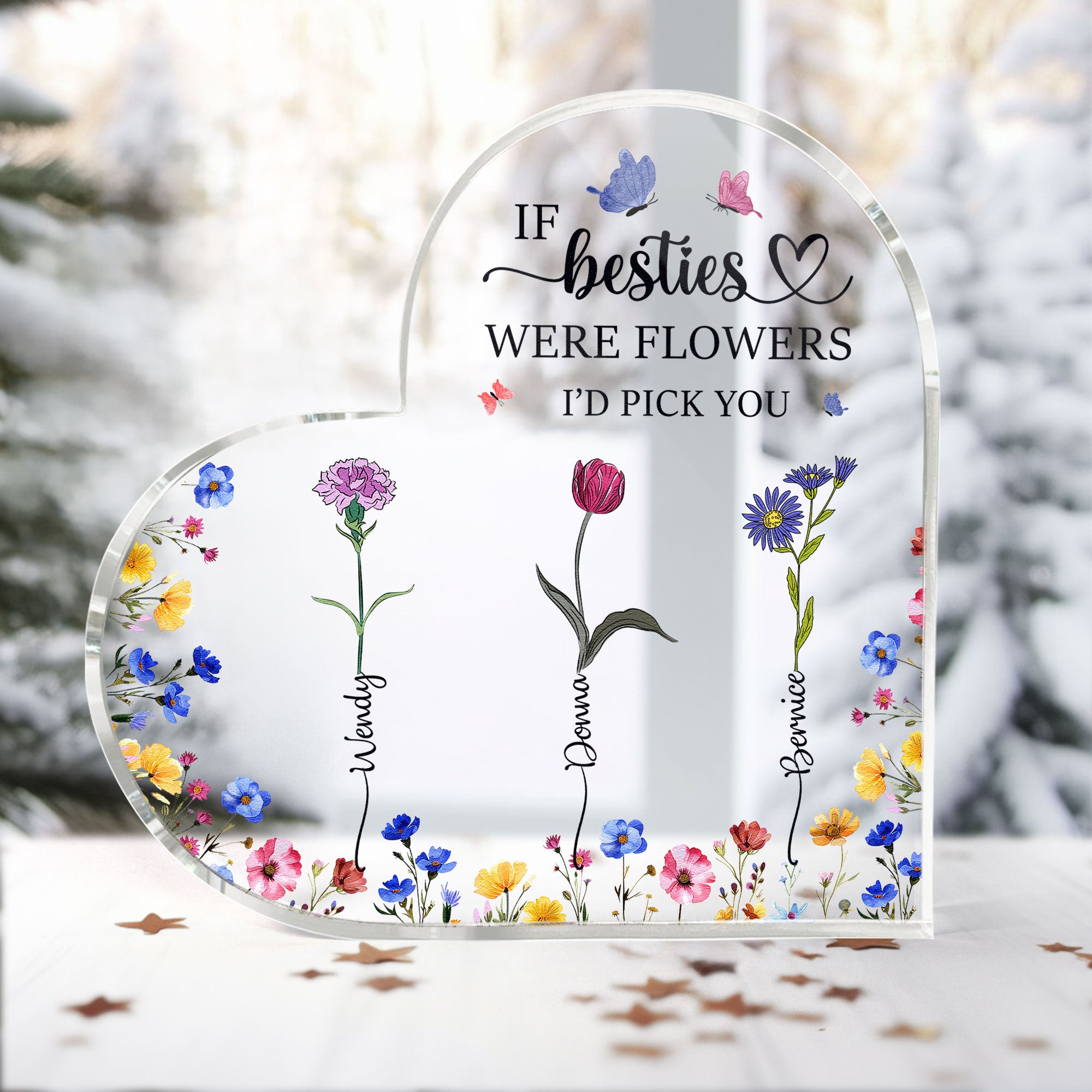 Custom Birth Flowers - Gifts For Besties, Friends, Sisters - Personalized Acrylic Plaque