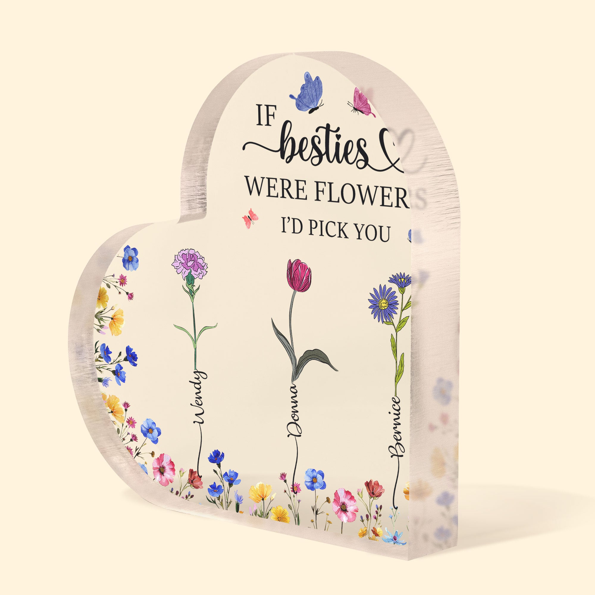 Custom Birth Flowers - Gifts For Besties, Friends, Sisters - Personalized Acrylic Plaque