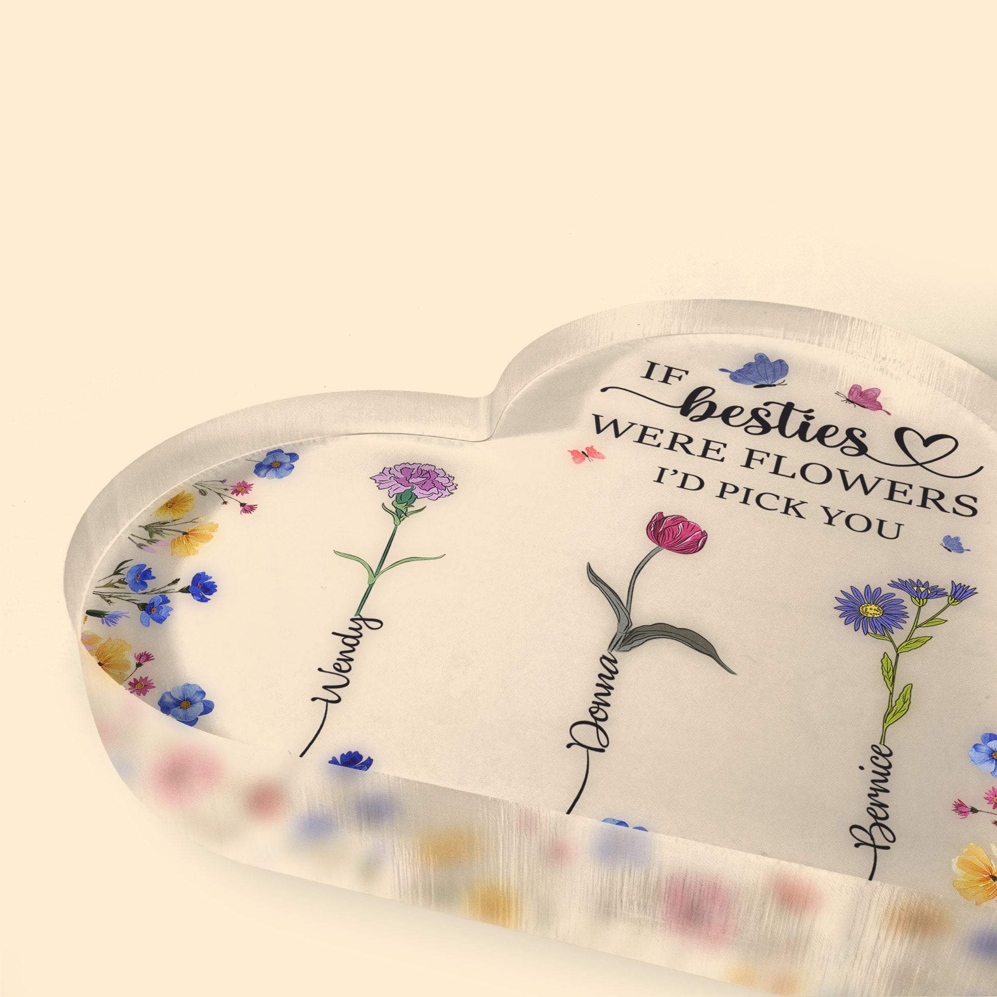 Custom Birth Flowers - Gifts For Besties, Friends, Sisters - Personalized Acrylic Plaque