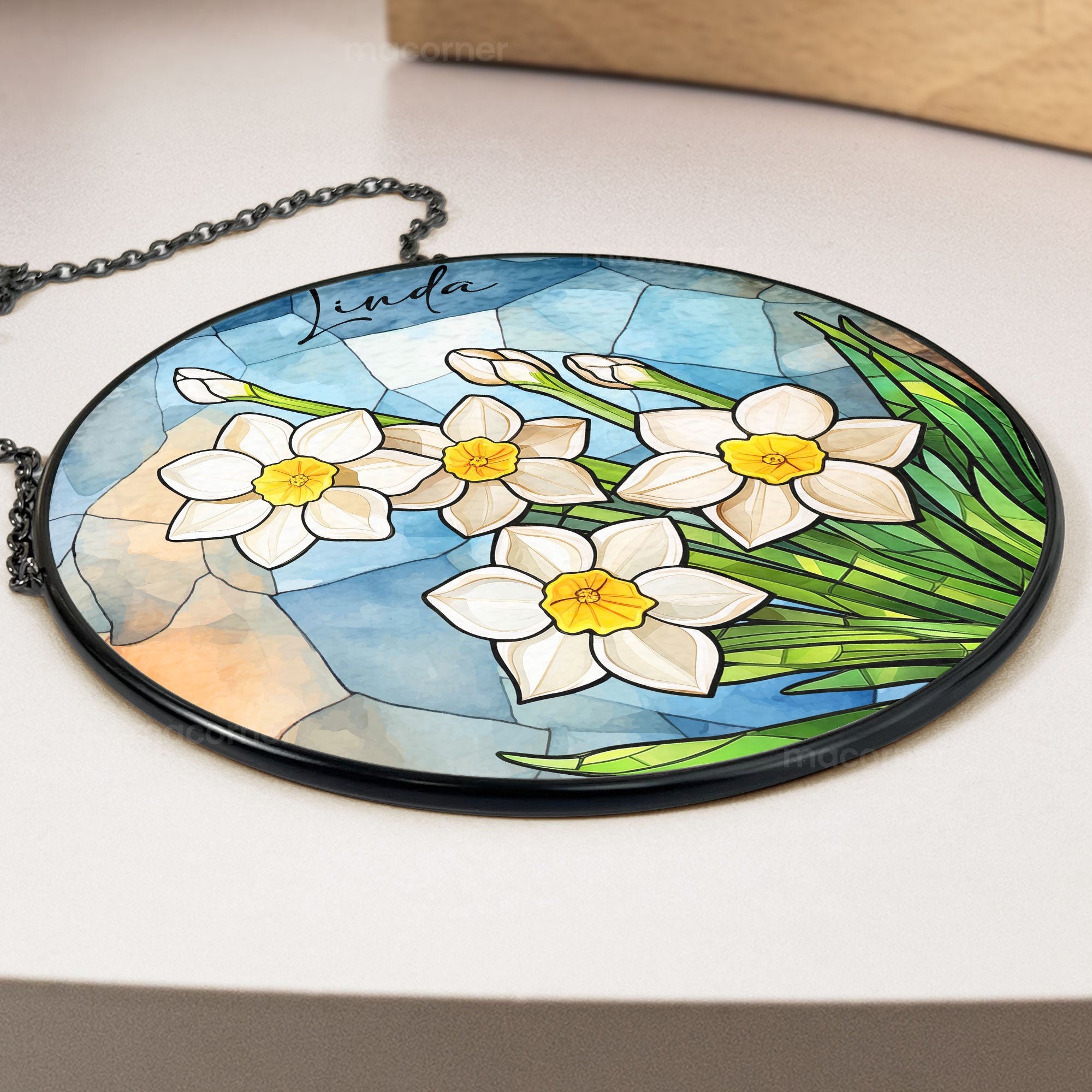 Custom Birth Month Flower - Personalized Stained Glass Window Hanging Suncatcher