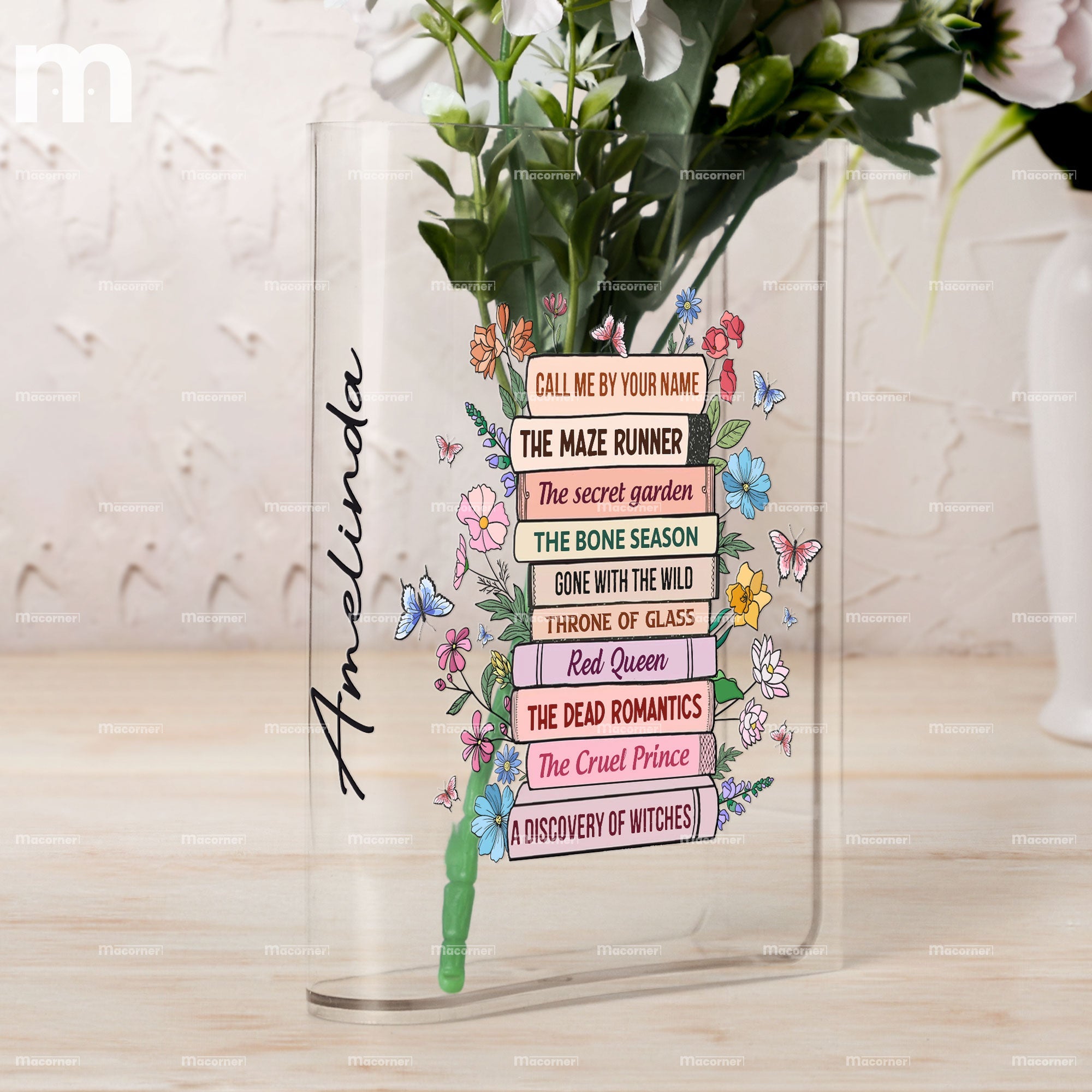 Custom Book Titles - Personalized Acrylic Book Vase