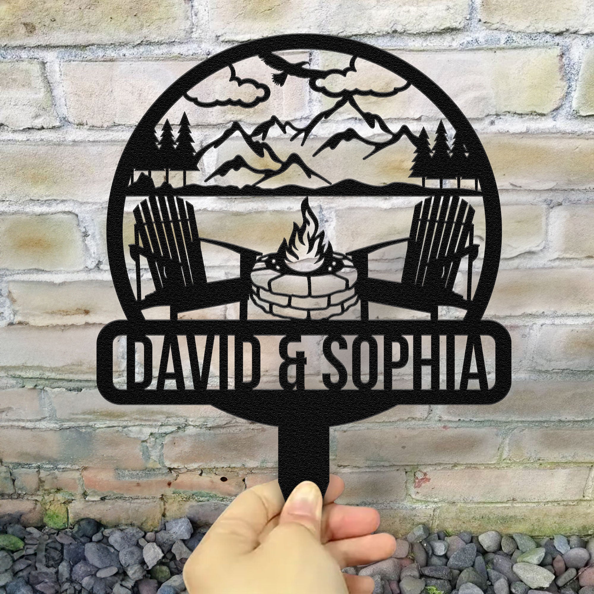 Custom Camping Couple - Personalized Metal Garden Stake