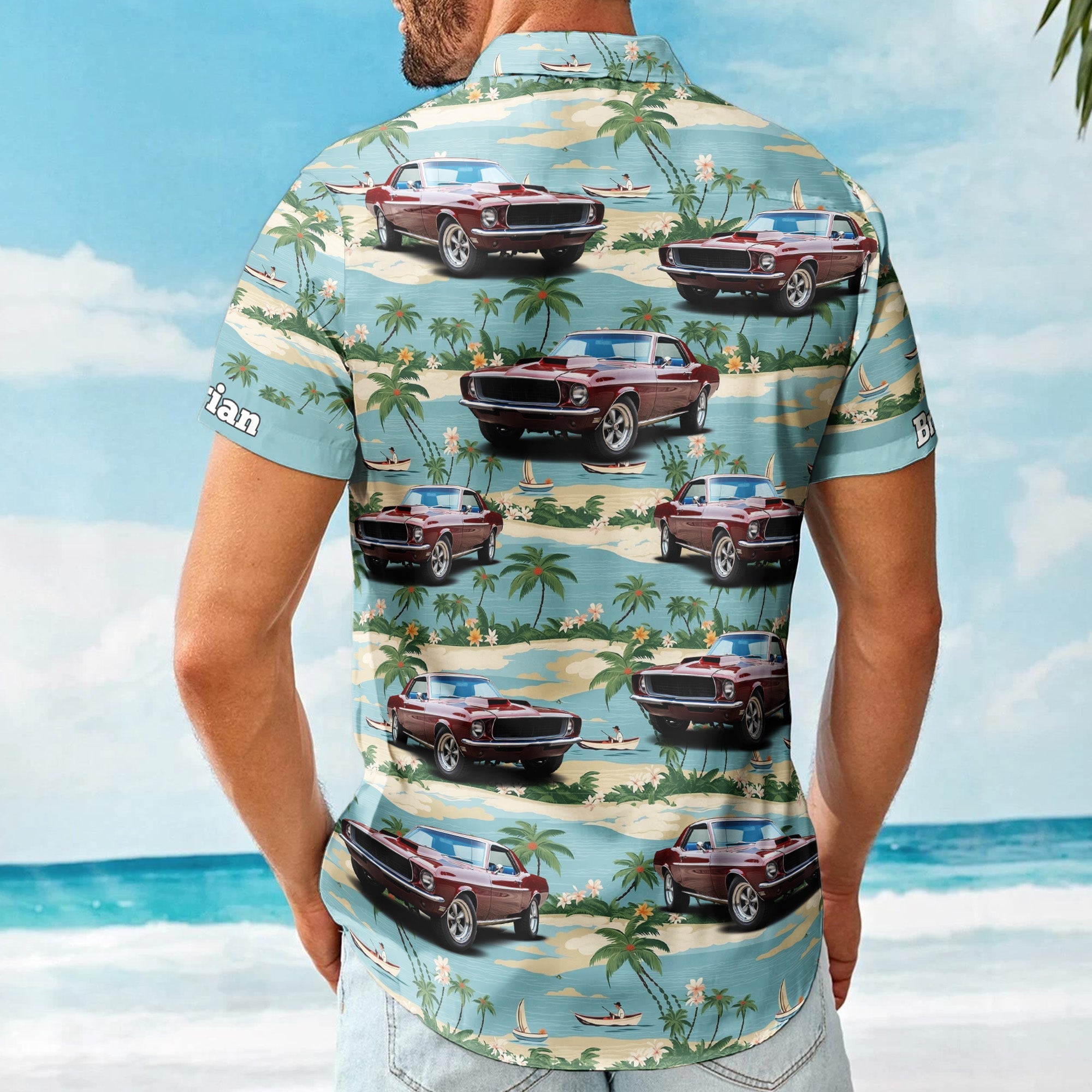 Custom Car Photo Beach Palm Tree Vintage Aloha Shirts - Custom Photo Hawaiian Shirts