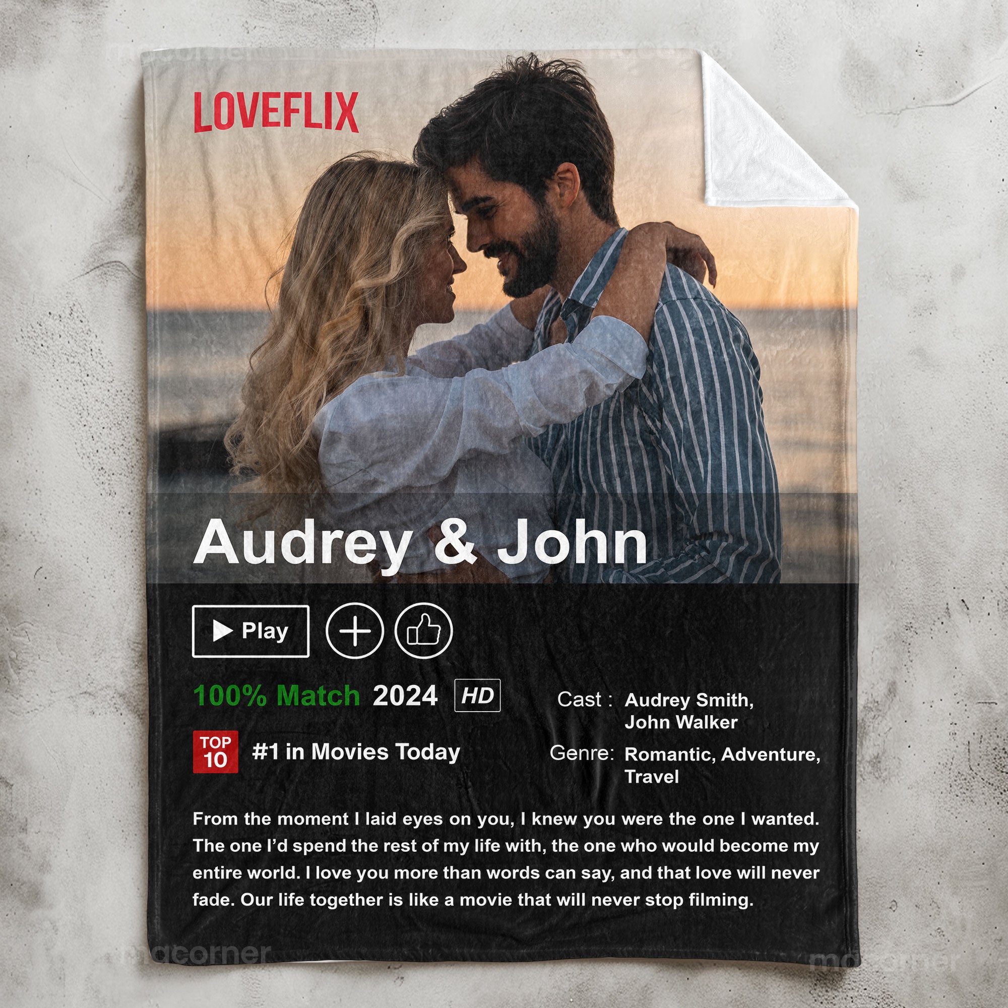 Custom Couples Netflix Movie Poster - Personalized Photo Blanket