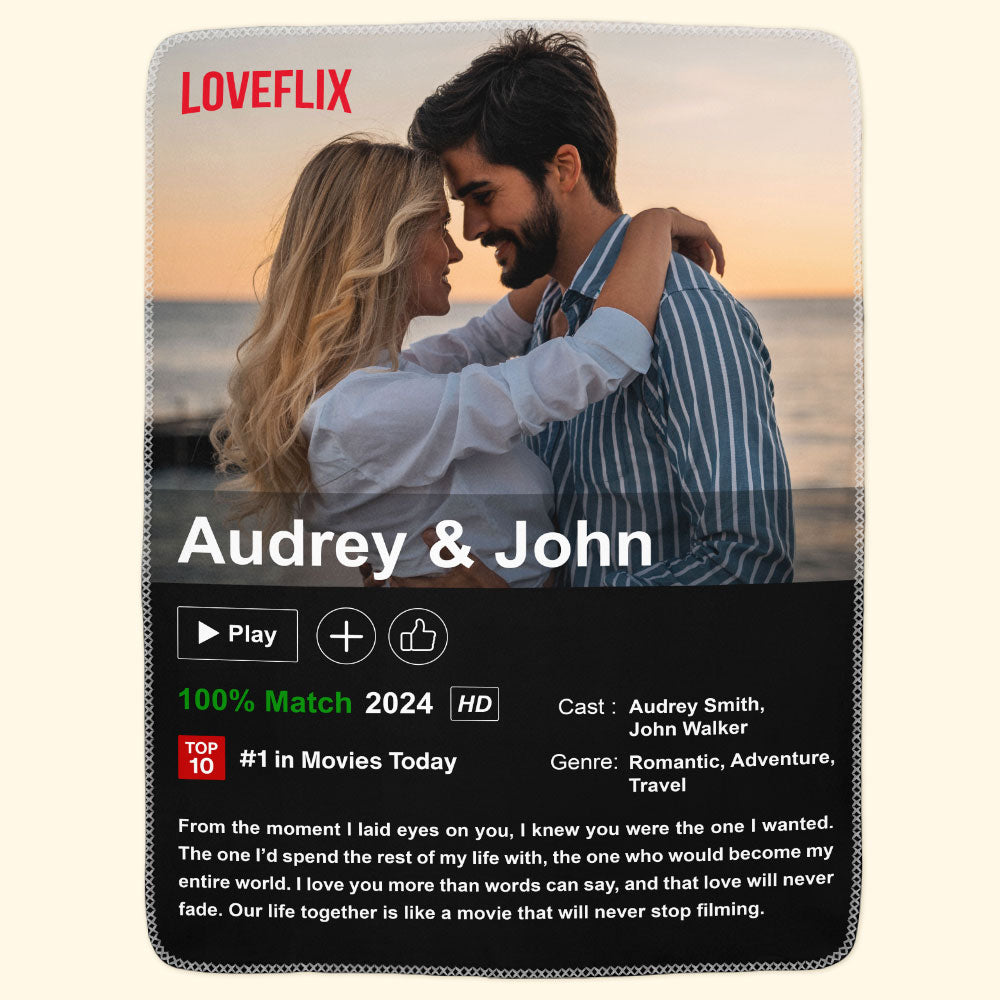 Custom Couples Netflix Movie Poster - Personalized Photo Blanket