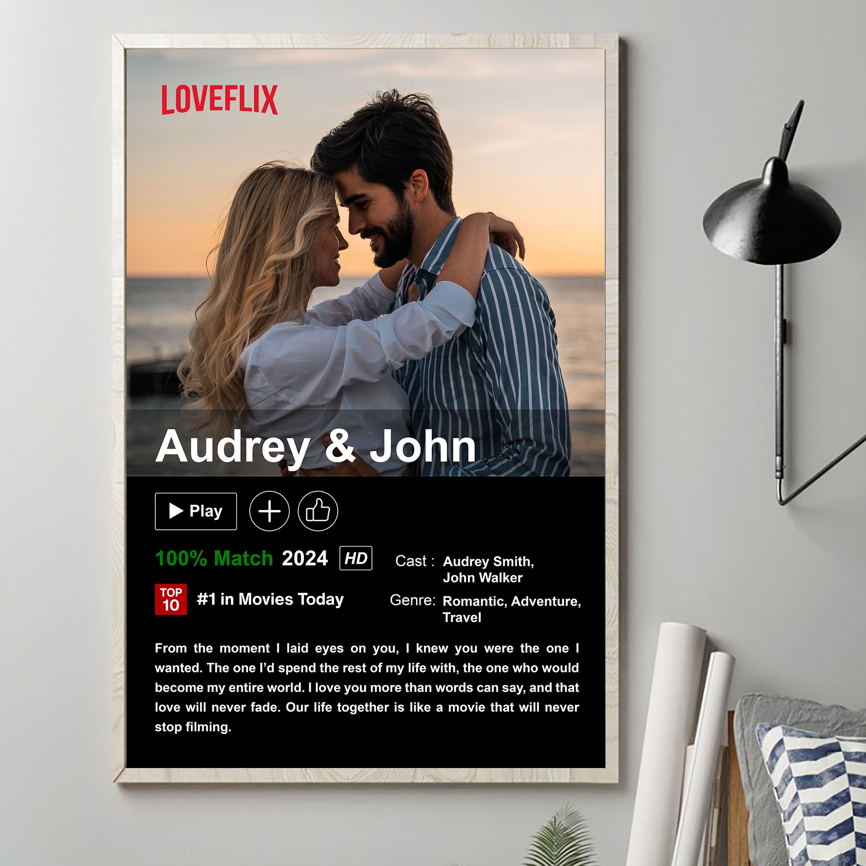 Custom Couples Netflix Movie Poster - Personalized Photo Poster