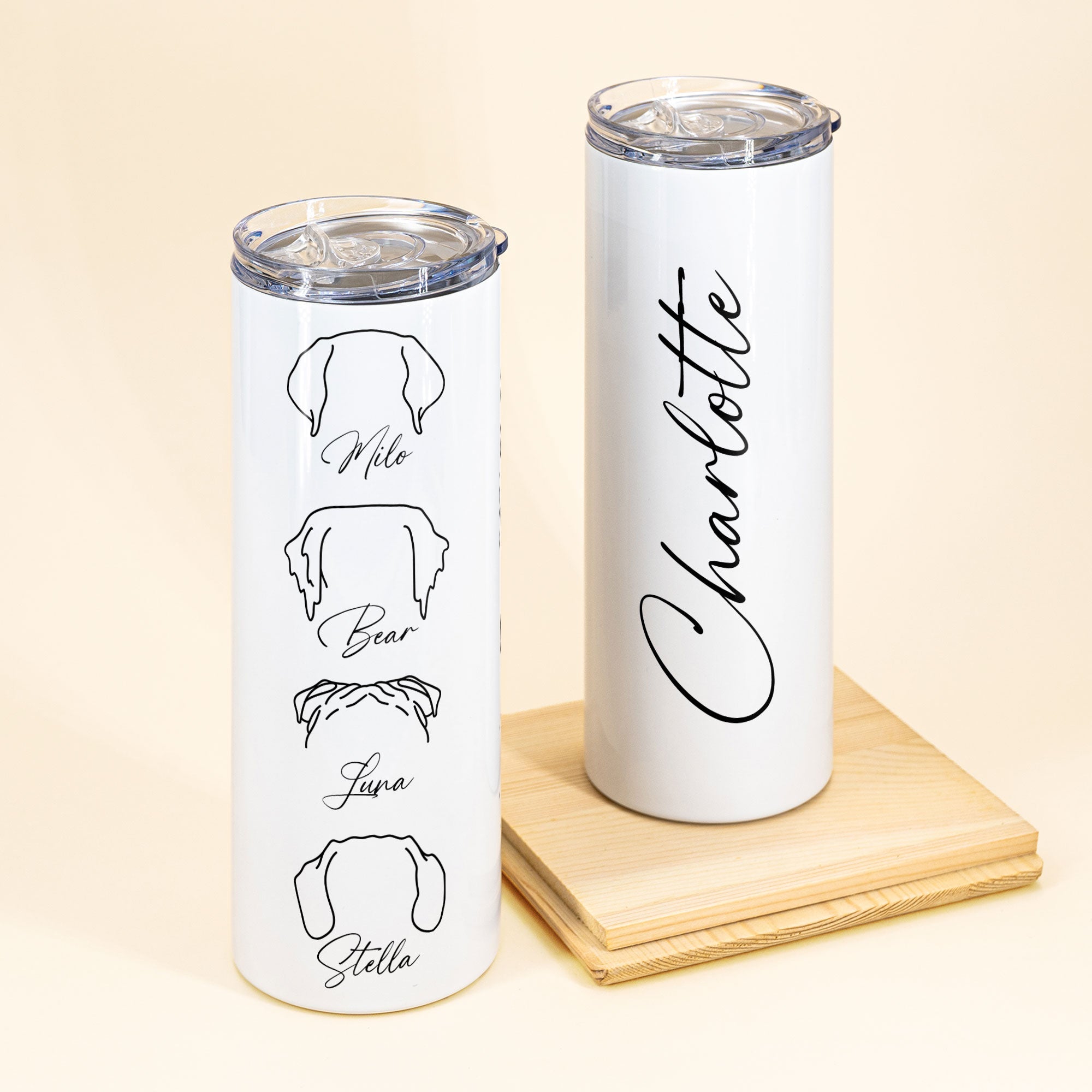 Custom Dog Ears - Personalized Skinny Tumbler