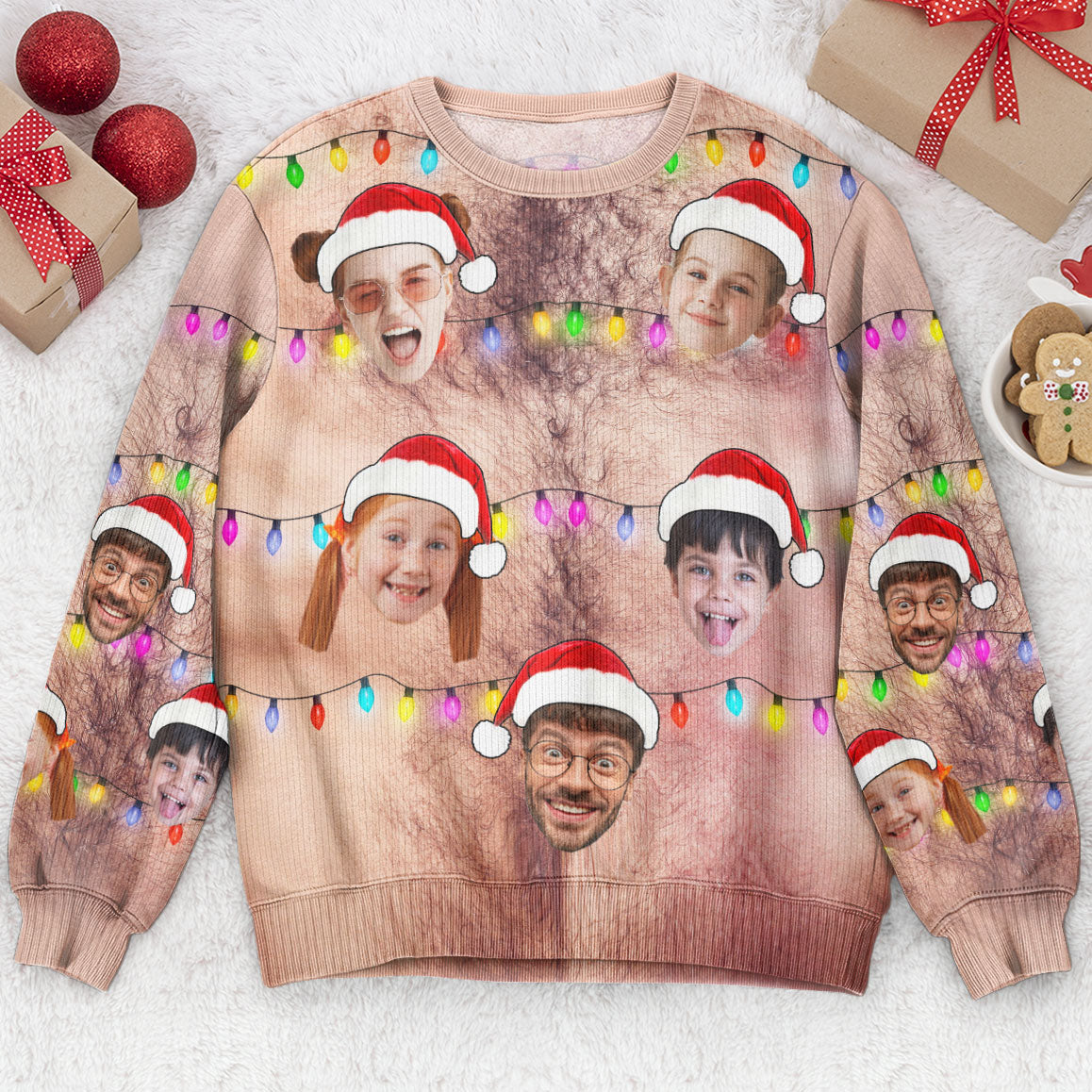 Custom Face Christmas Funny Ugly Sweater - Personalized Photo Ugly Sweater