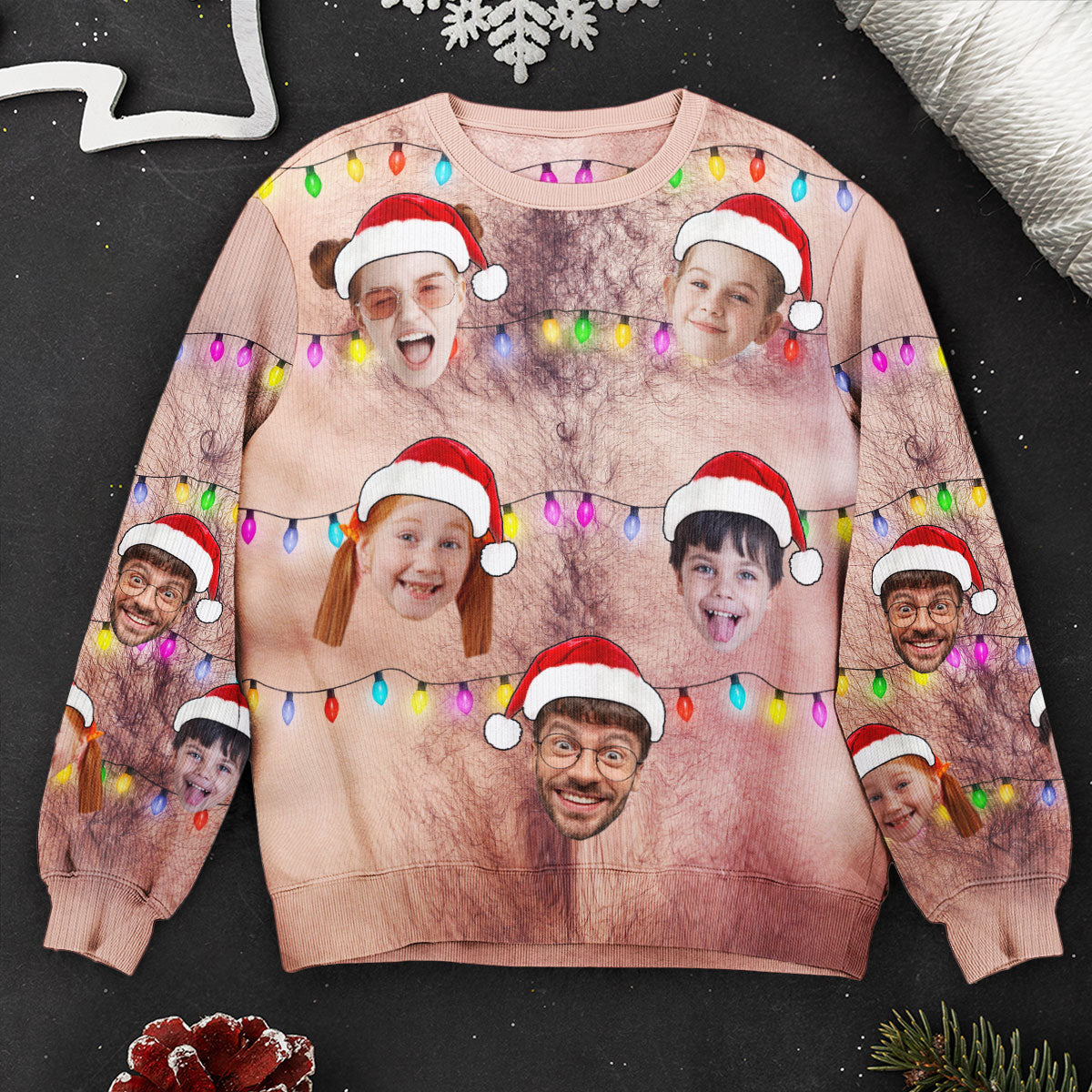 Custom Face Christmas Funny Ugly Sweater - Personalized Photo Ugly Sweater