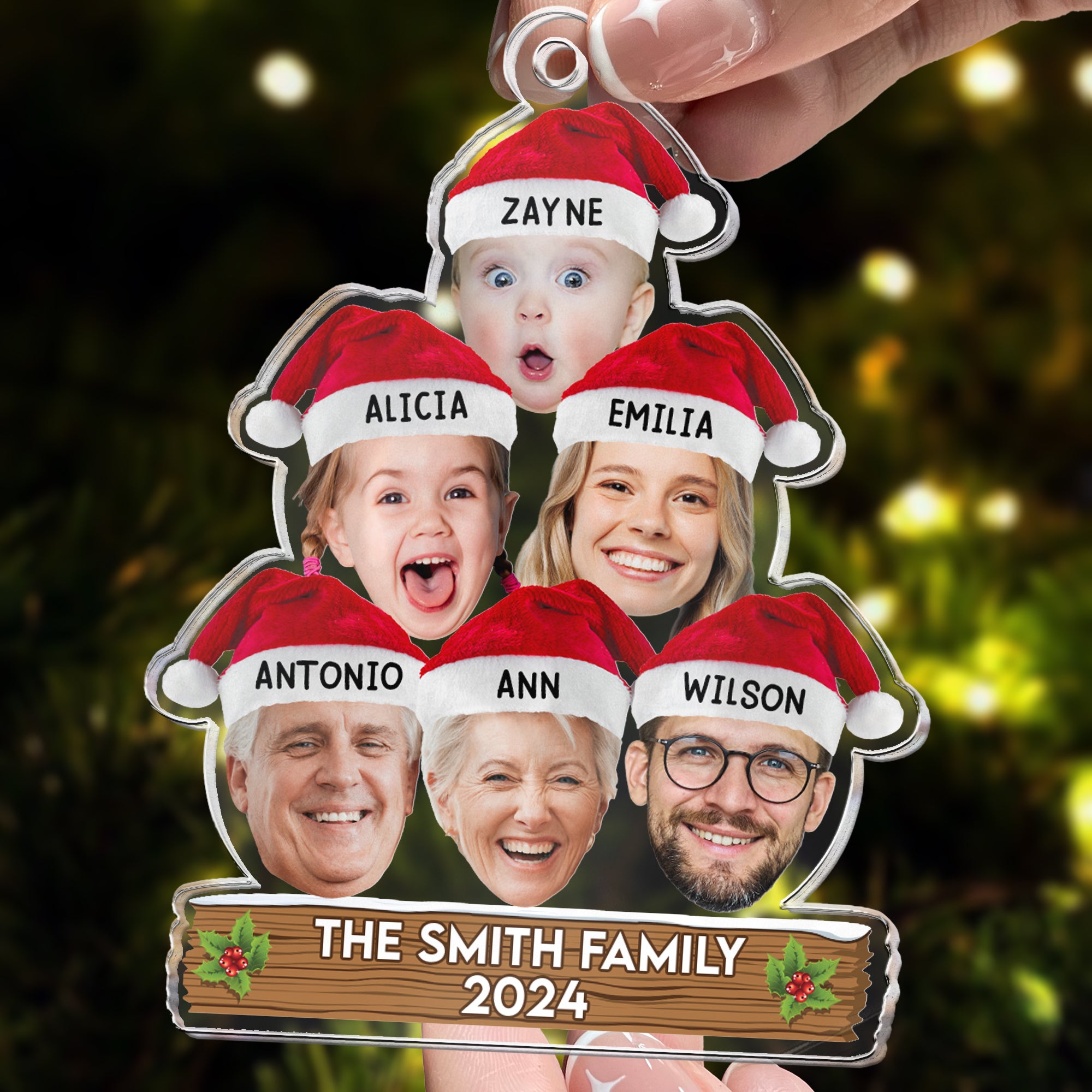 Custom Face Christmas Tree - Personalized Acrylic Photo Ornament