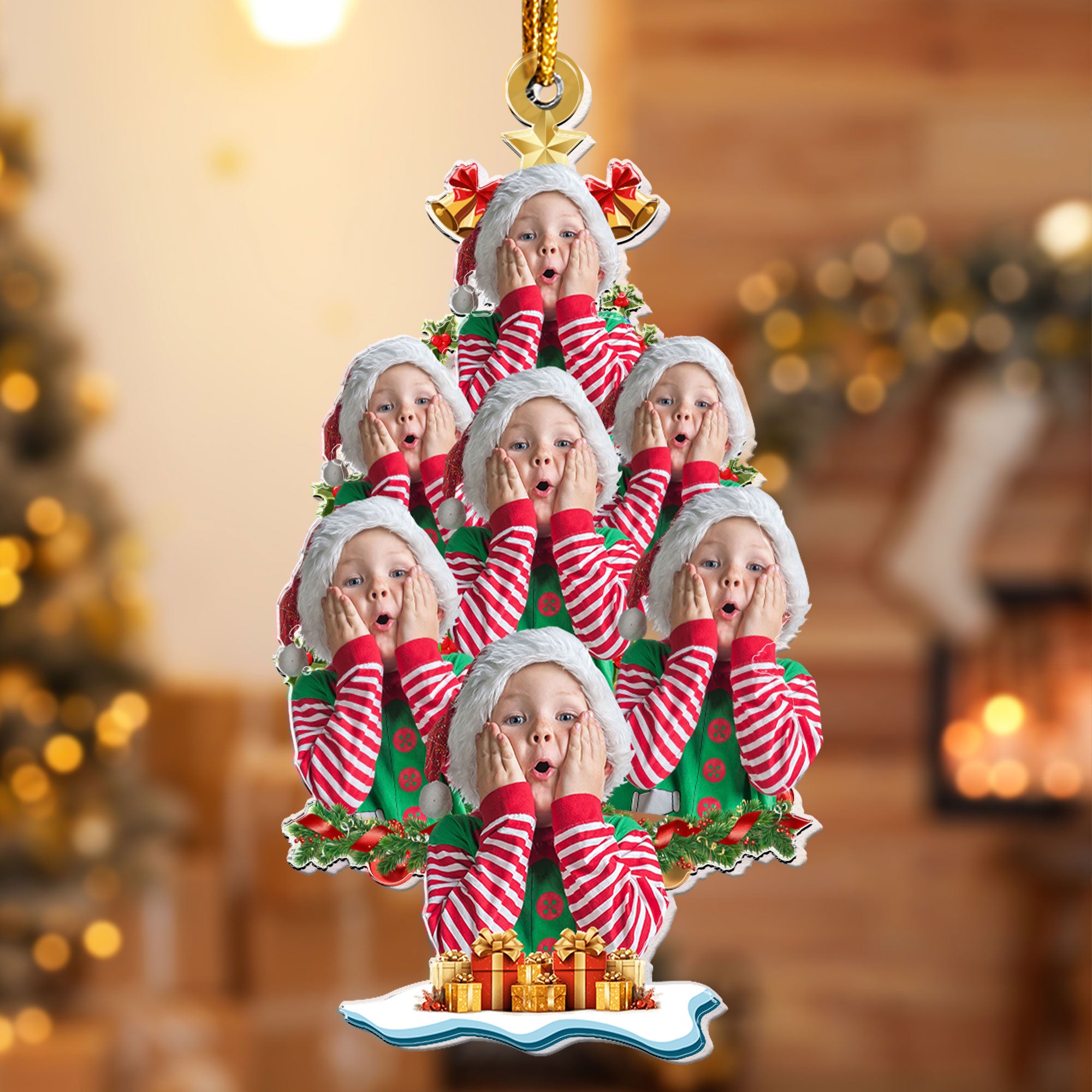 Custom Face - Christmas Tree - Personalized Acrylic Photo Ornament