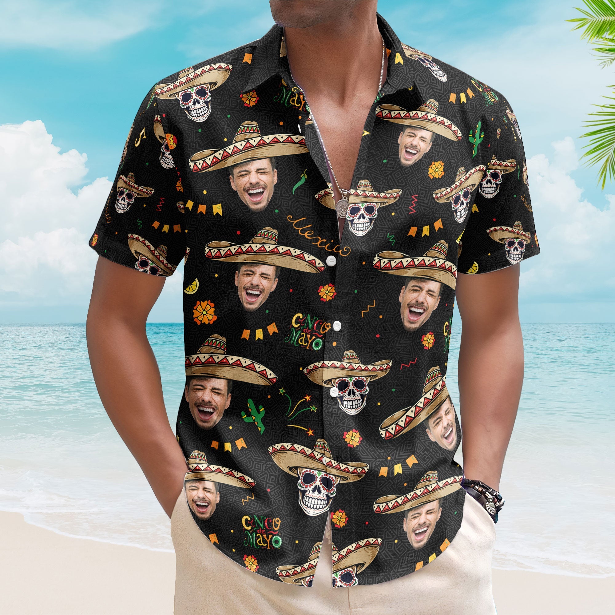 Custom Face Cinco De Mayo Mexican Hawaiian Shirt - Custom Photo Hawaiian Shirts