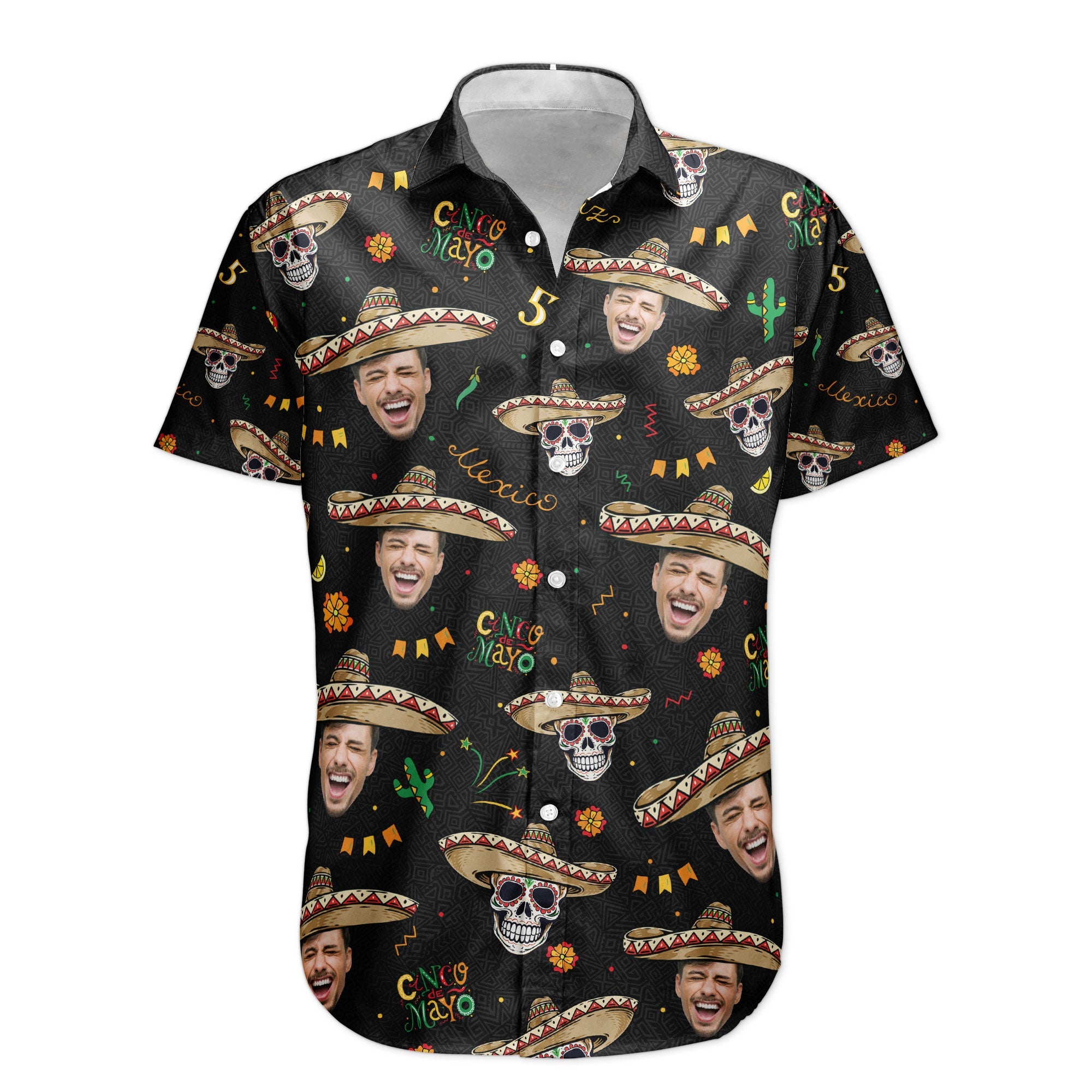 Custom Face Cinco De Mayo Mexican Hawaiian Shirt - Custom Photo Hawaiian Shirts