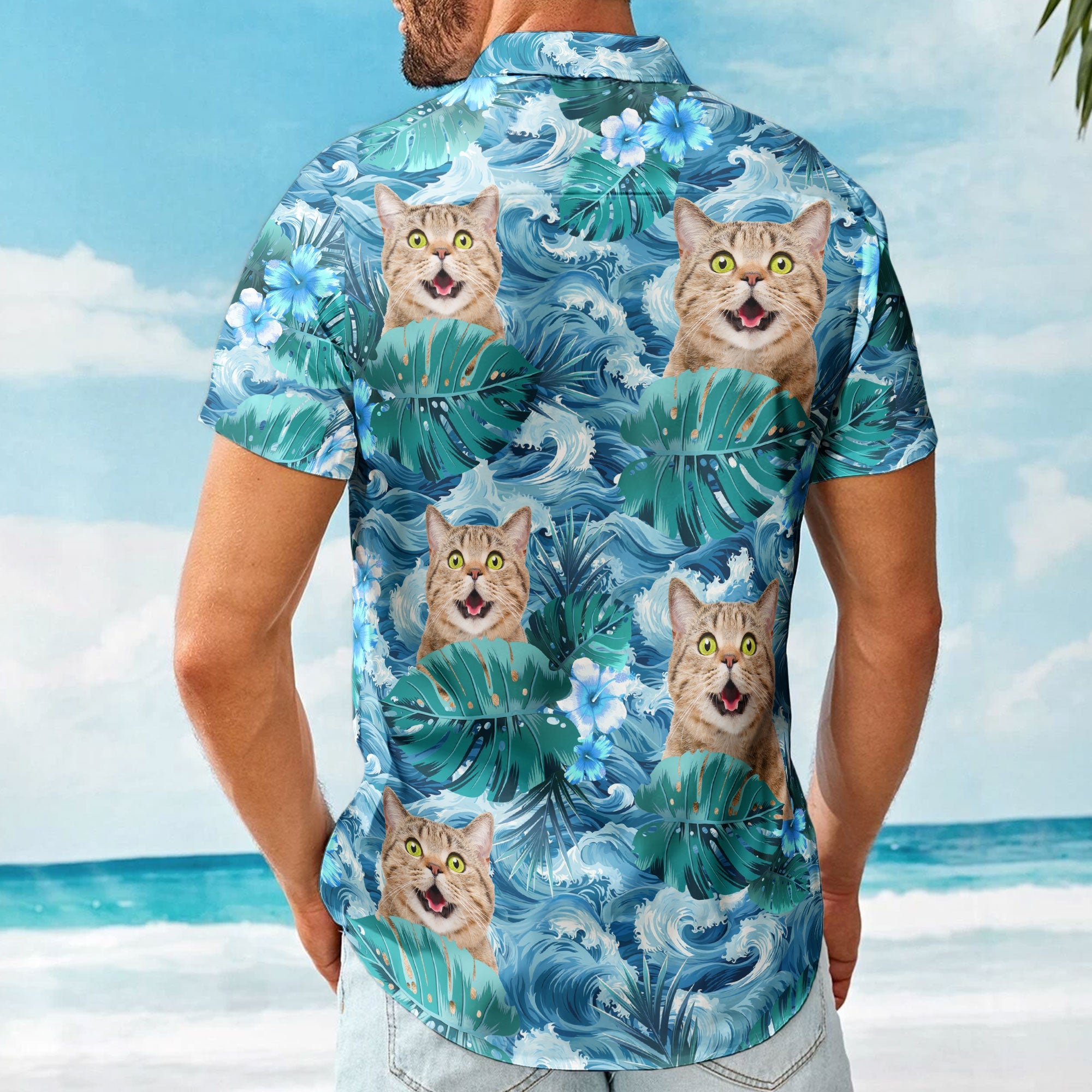 Custom Face Funny Photo For Men, Husband Big Wave - Custom Photo Hawaiian Shirt