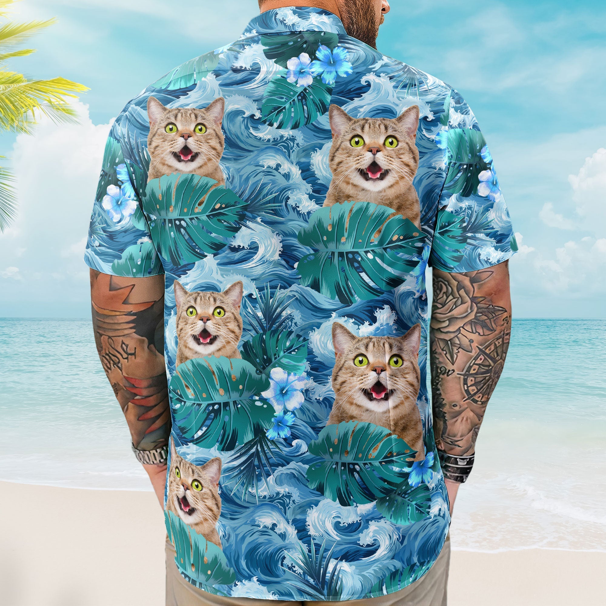 Custom Face Funny Photo For Men, Husband Big Wave - Custom Photo Hawaiian Shirt