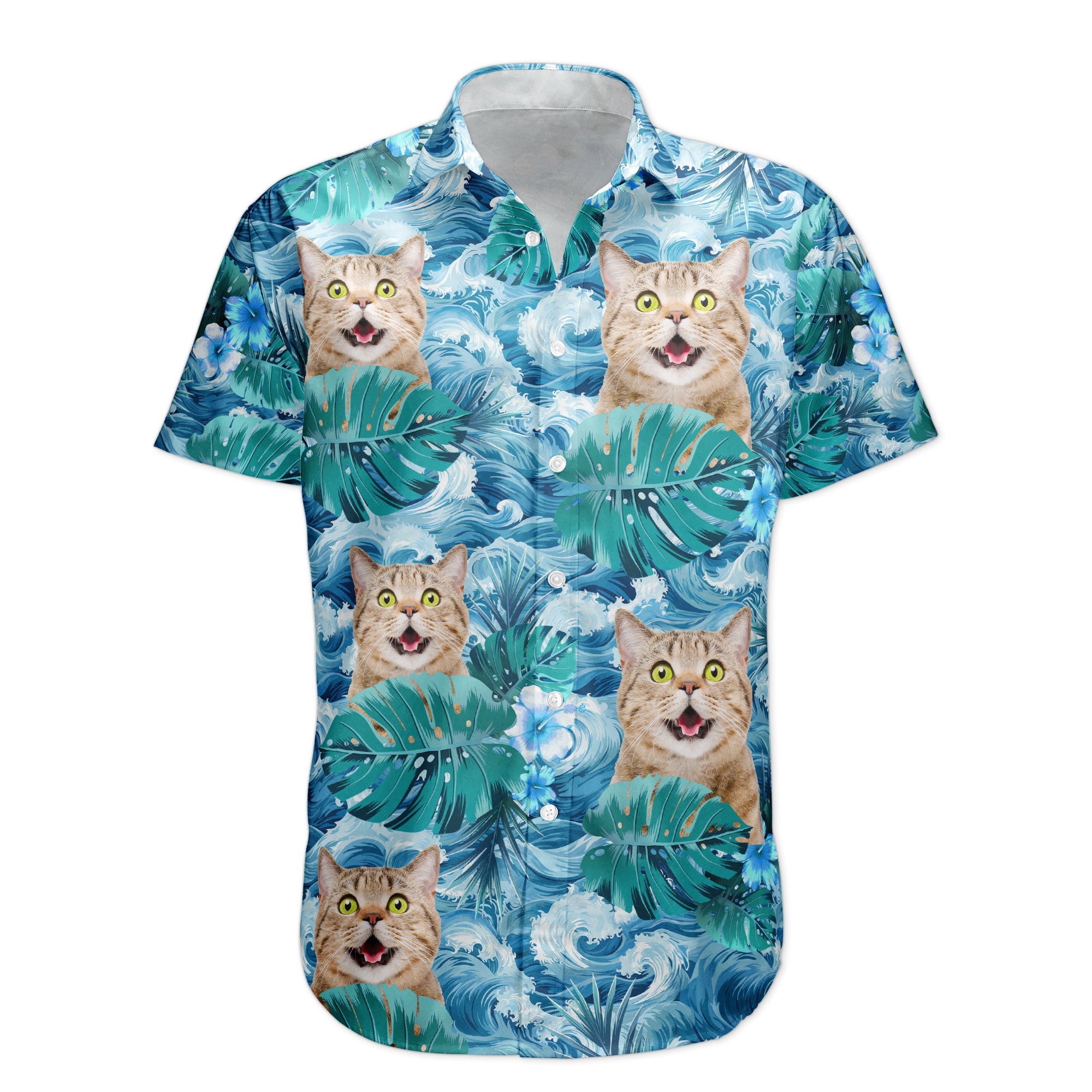 Custom Face Funny Photo For Men, Husband Big Wave - Custom Photo Hawaiian Shirt