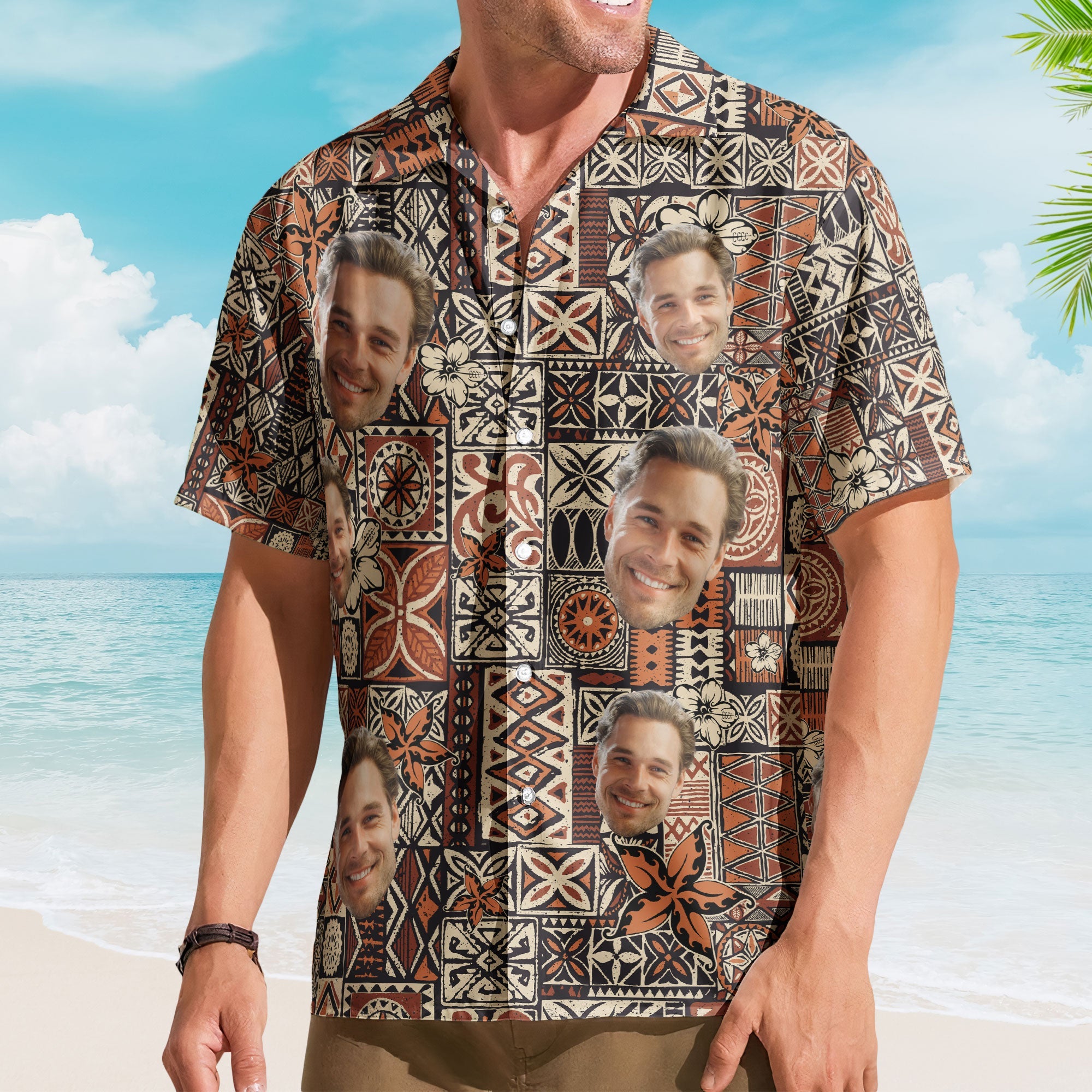 Custom Face Funny Photo Hawaii Tribal For Men, Women - Custom Photo Hawaiian Shirts