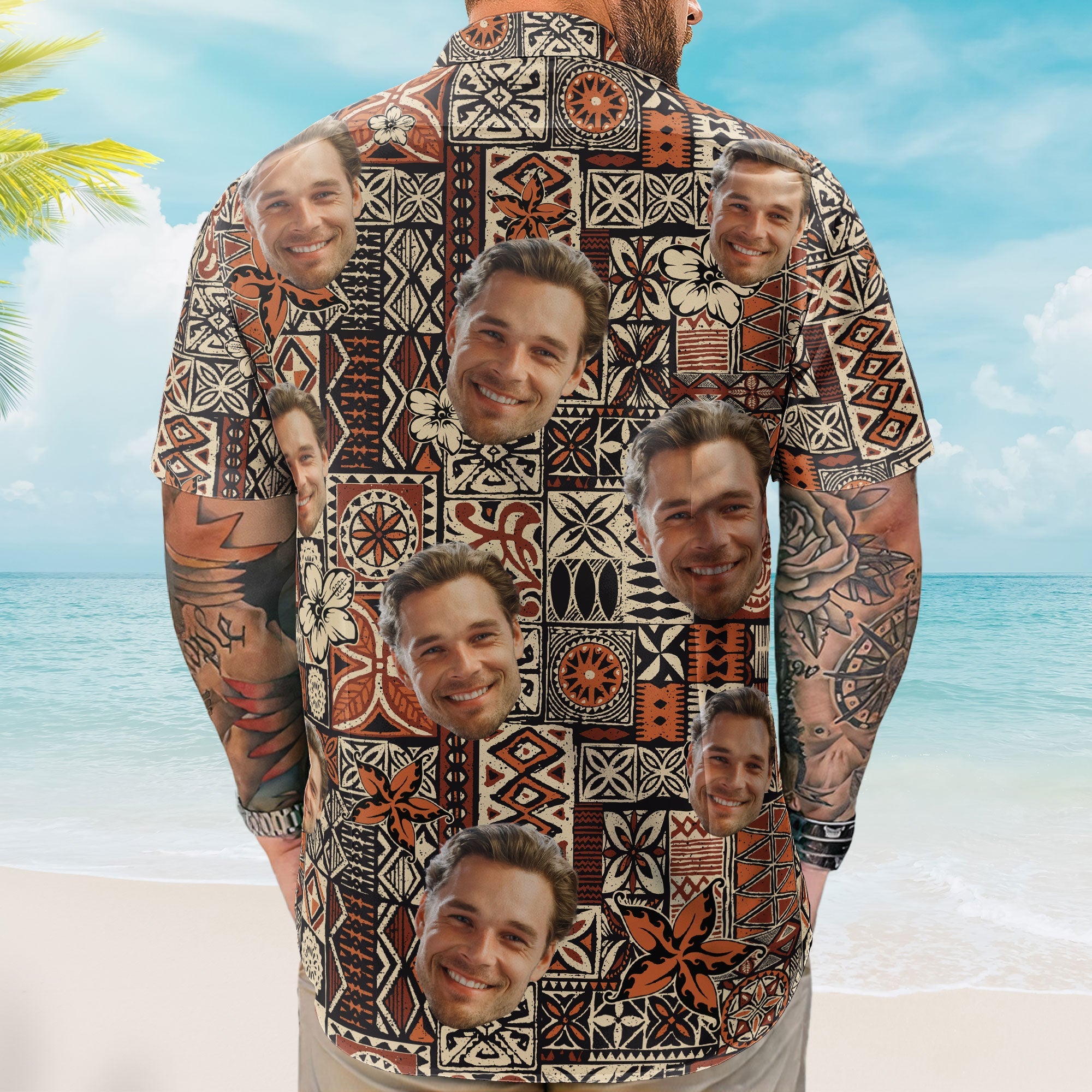 Custom Face Funny Photo Hawaii Tribal For Men, Women - Custom Photo Hawaiian Shirts