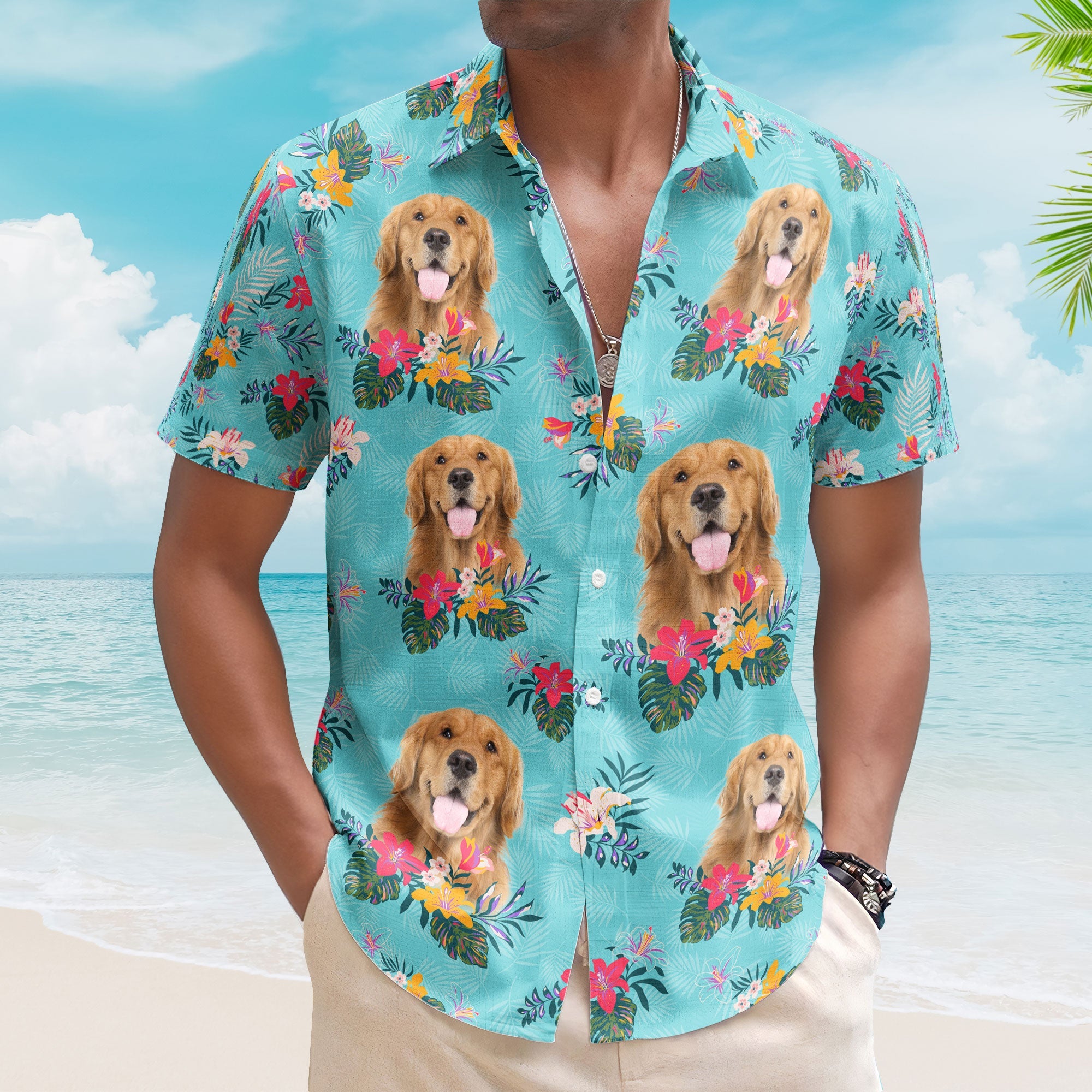 Custom Face Funny Photo Tropical Aloha For Dogs, Cats Lovers - Custom Photo Hawaiian Shirts