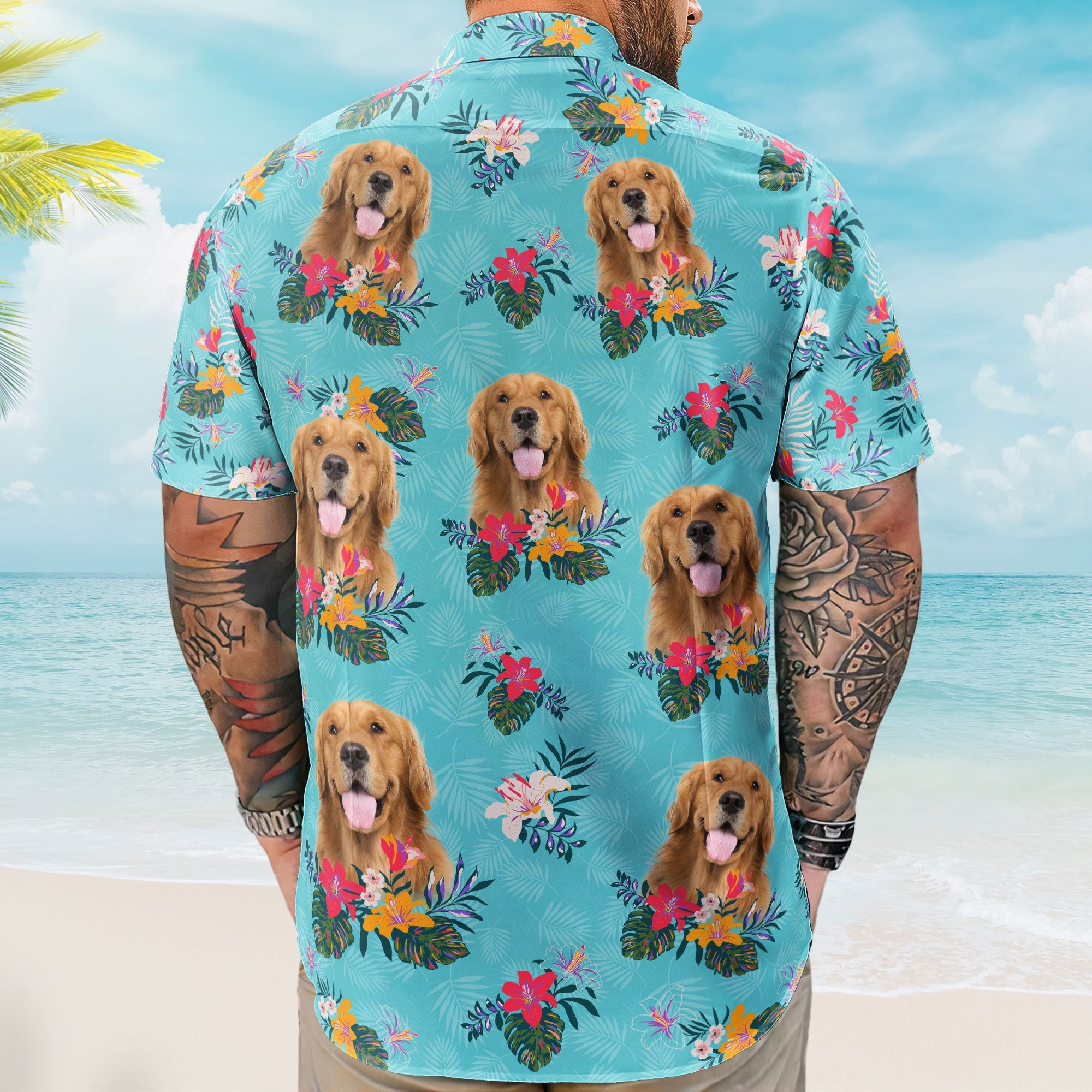 Custom Face Funny Photo Tropical Aloha For Dogs, Cats Lovers - Custom Photo Hawaiian Shirts