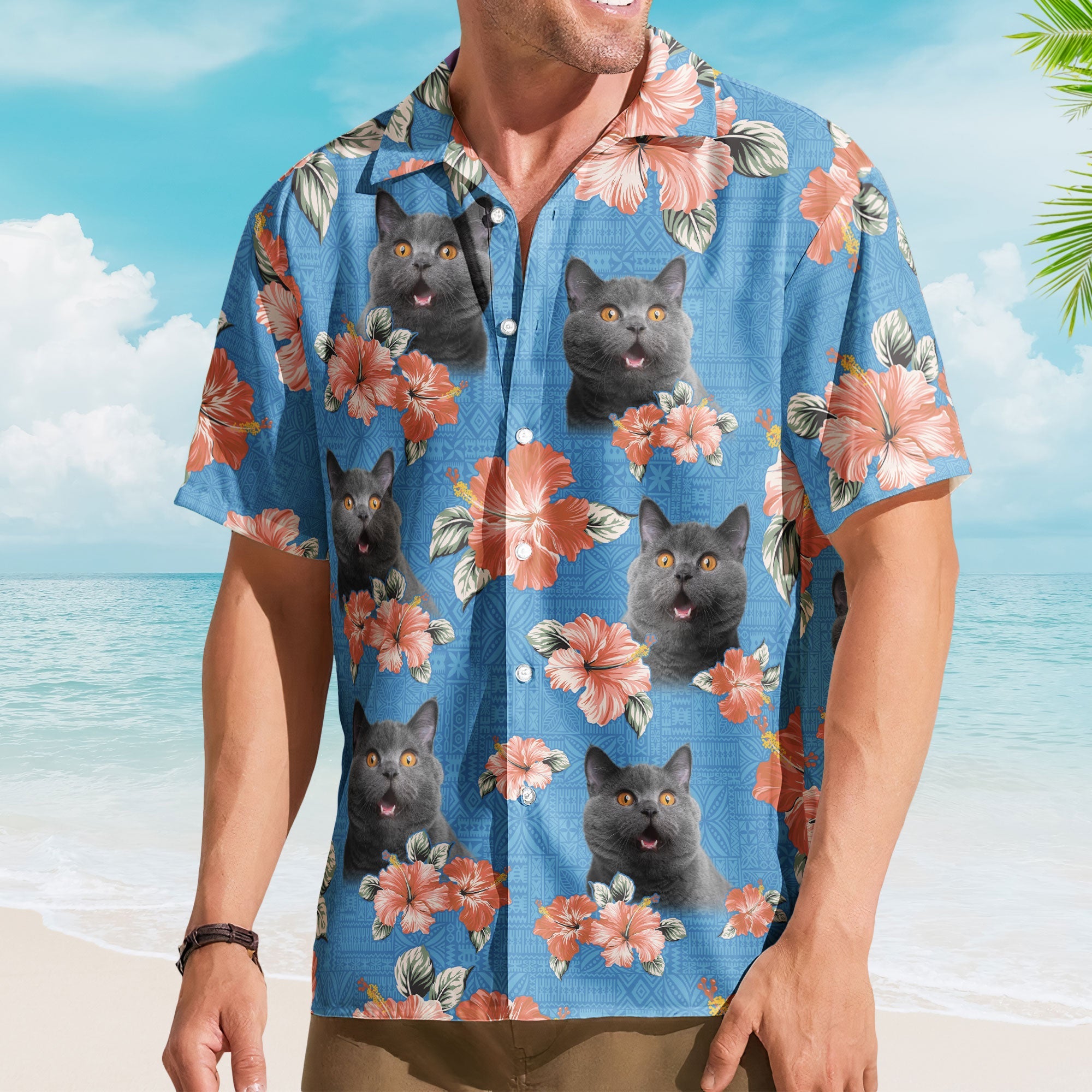 Custom Face Funny Photo Tropical Hibiscus Aloha For Men, Women - Custom Photo Hawaiian Shirts