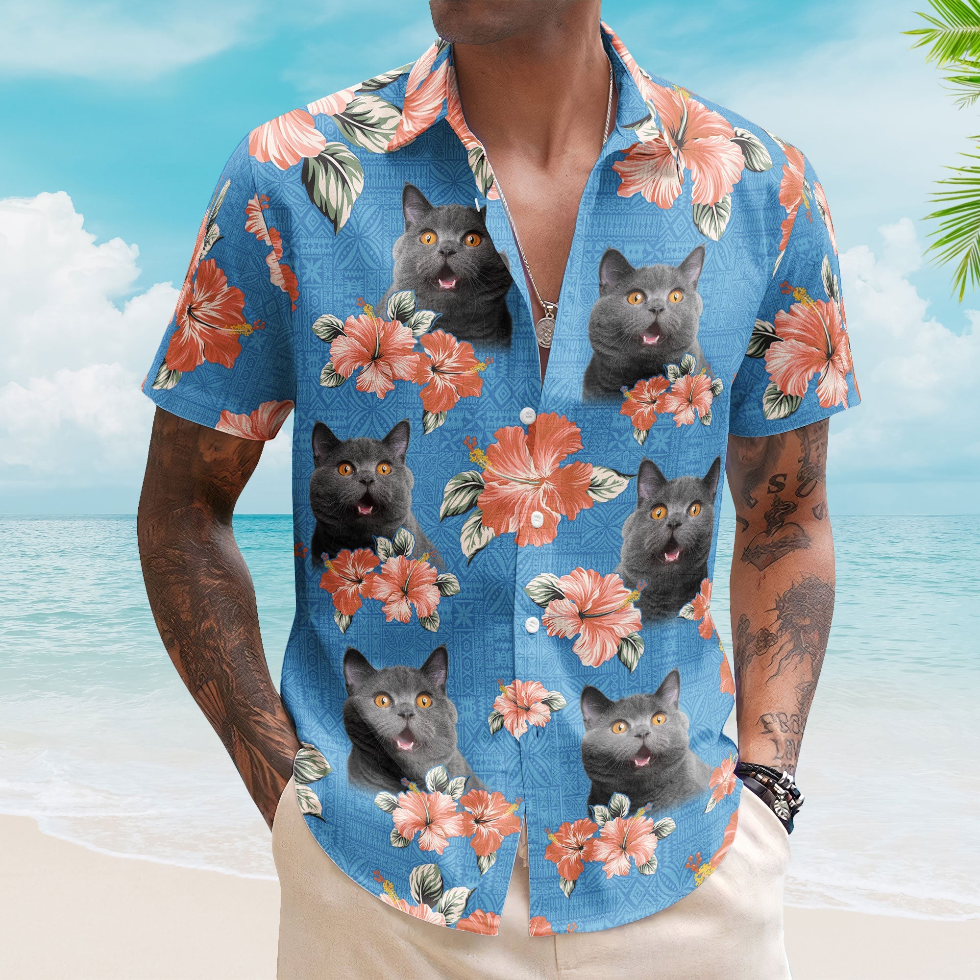 Custom Face Funny Photo Tropical Hibiscus Aloha For Men, Women - Custom Photo Hawaiian Shirts