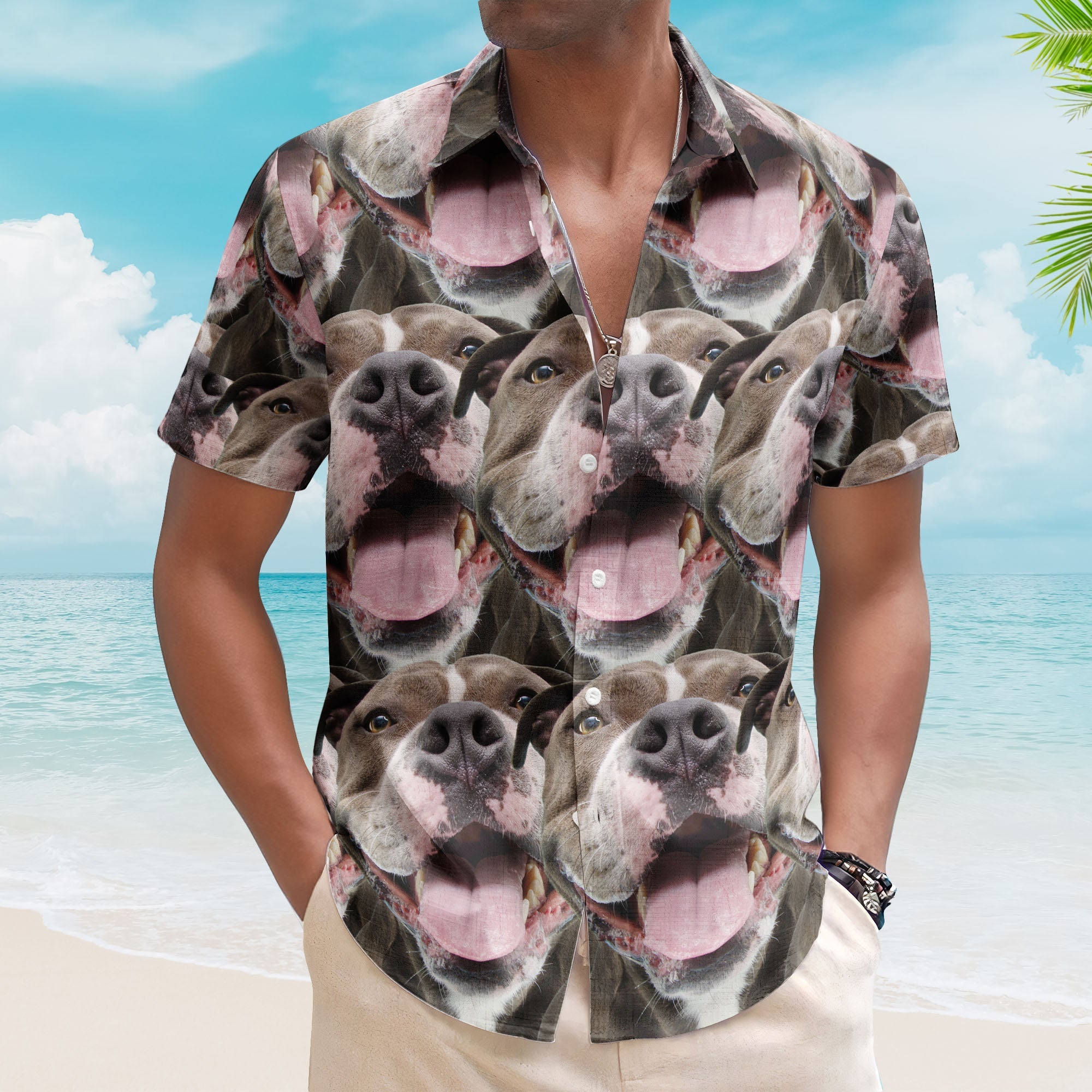 Custom Face Funny Summer For Dog Lovers - Personalized Photo Hawaiian Shirt