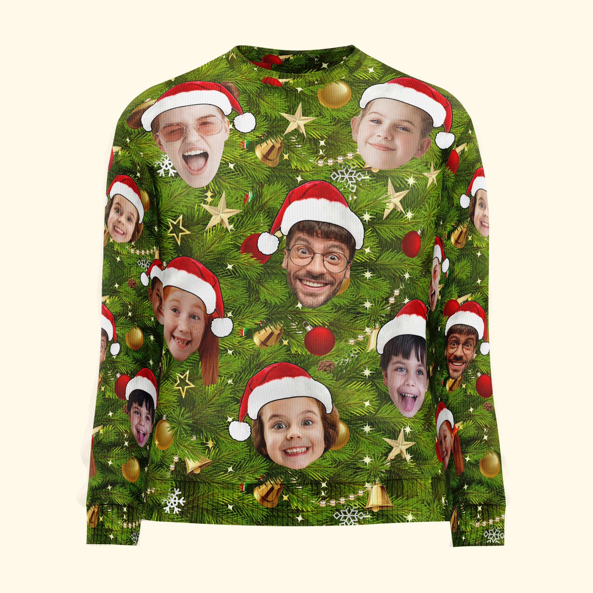 Custom Face I Am A Stupid Christmas Tree Stupid - Personalized Photo Ugly Sweater