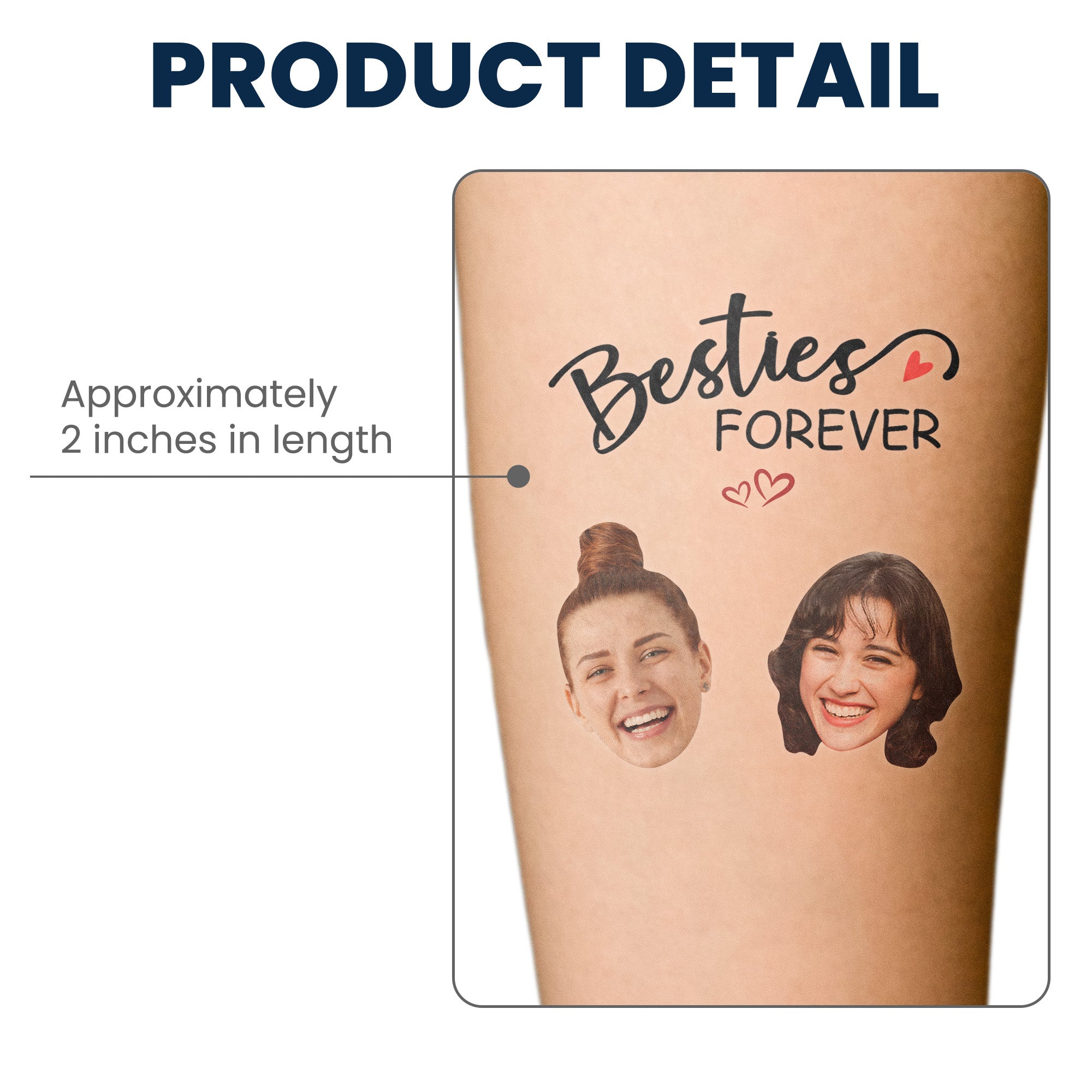 Custom Face Tattoo Besties Forever - Personalized Photo Tattoo