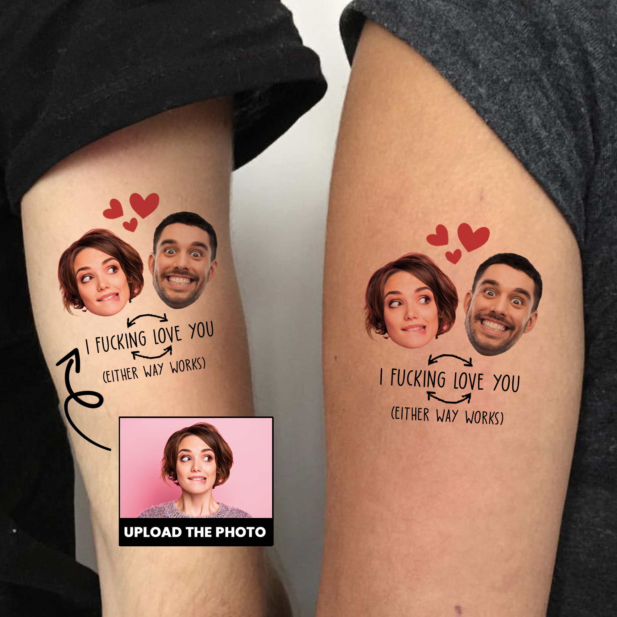 Custom Face Tattoo Couple - Personalized Photo Tattoo