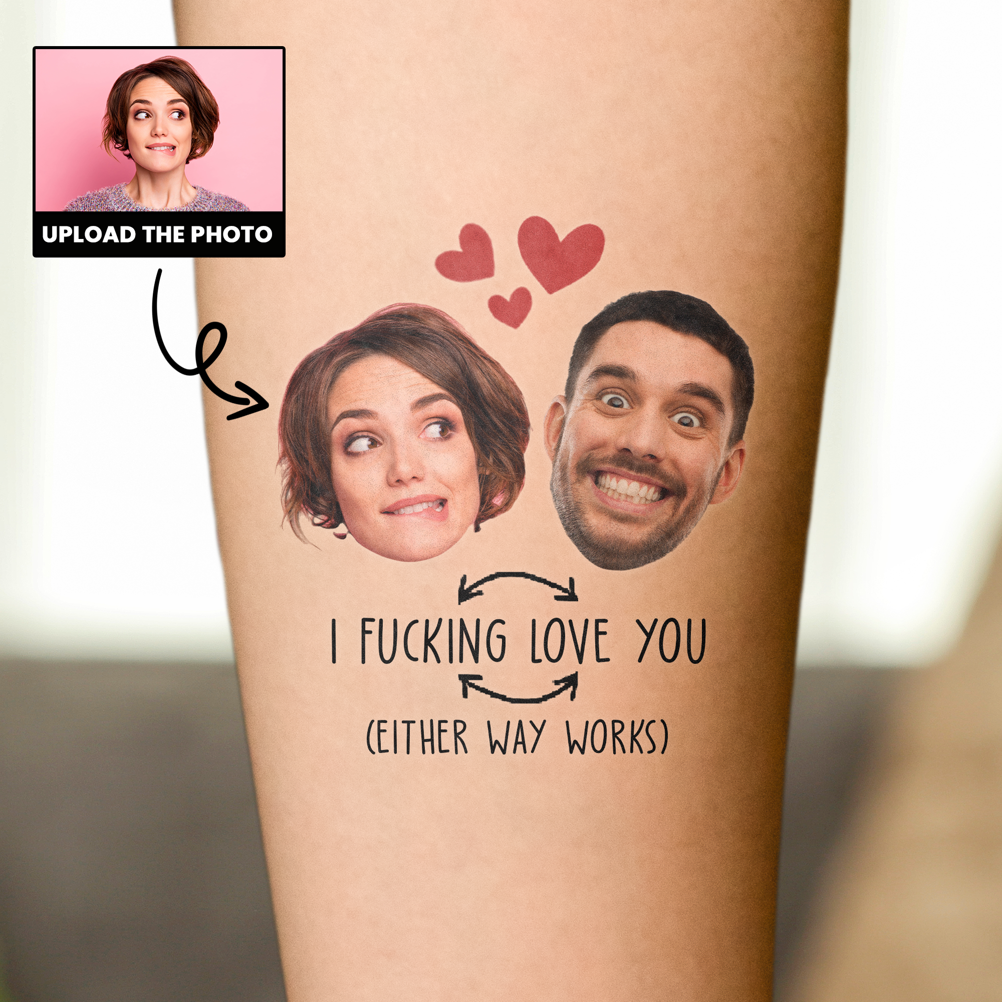 Custom Face Tattoo Couple - Personalized Photo Tattoo