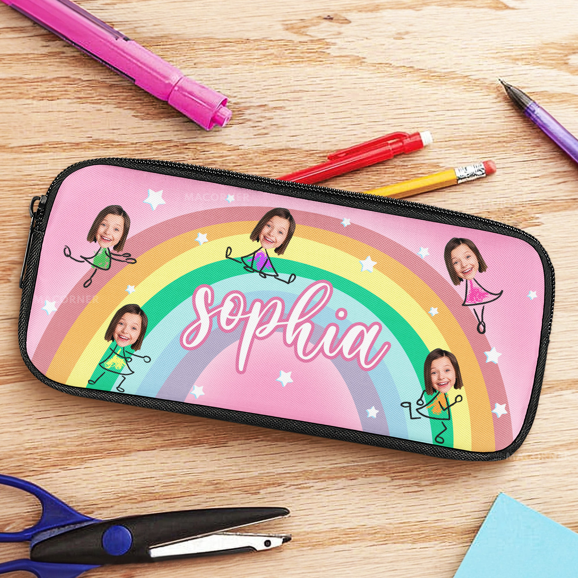 Custom Face With Kids' Pencil Case - Personalized Photo Pencil Case