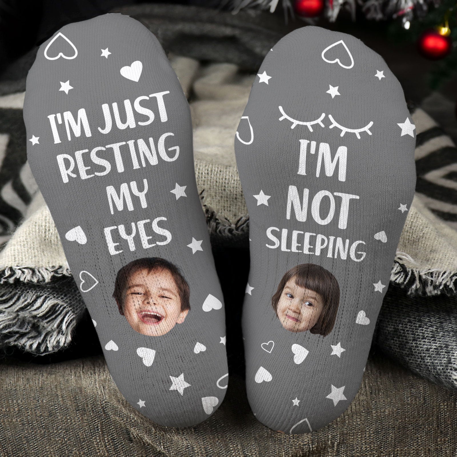 Custom Faces I'm Just Resting My Eyes Fathers Day Gifts - Personalized Photo Crew Socks