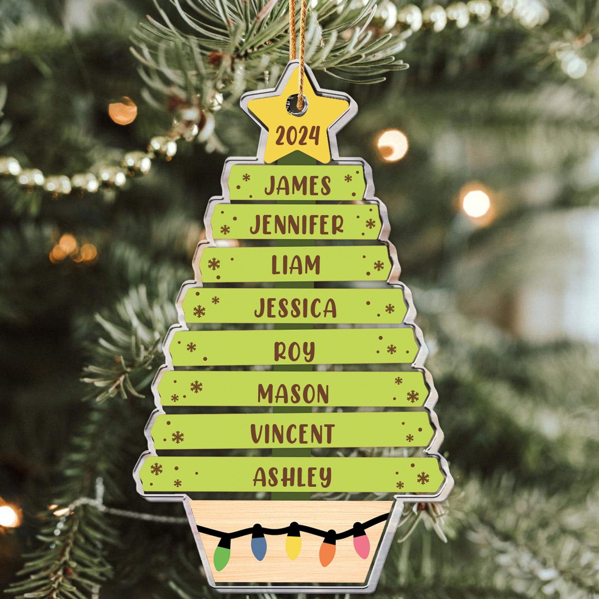 Custom Family Name Christmas Tree - Personalized Acrylic Ornament