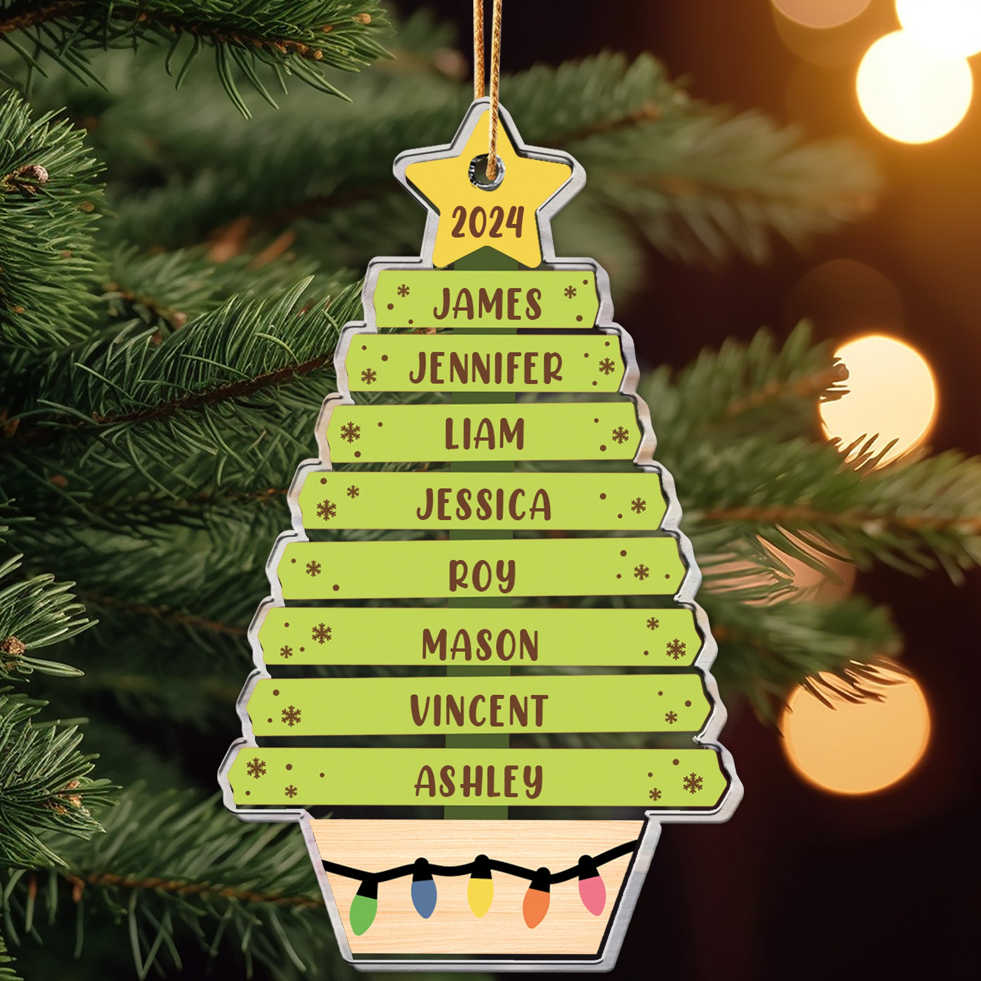 Custom Family Name Christmas Tree - Personalized Acrylic Ornament